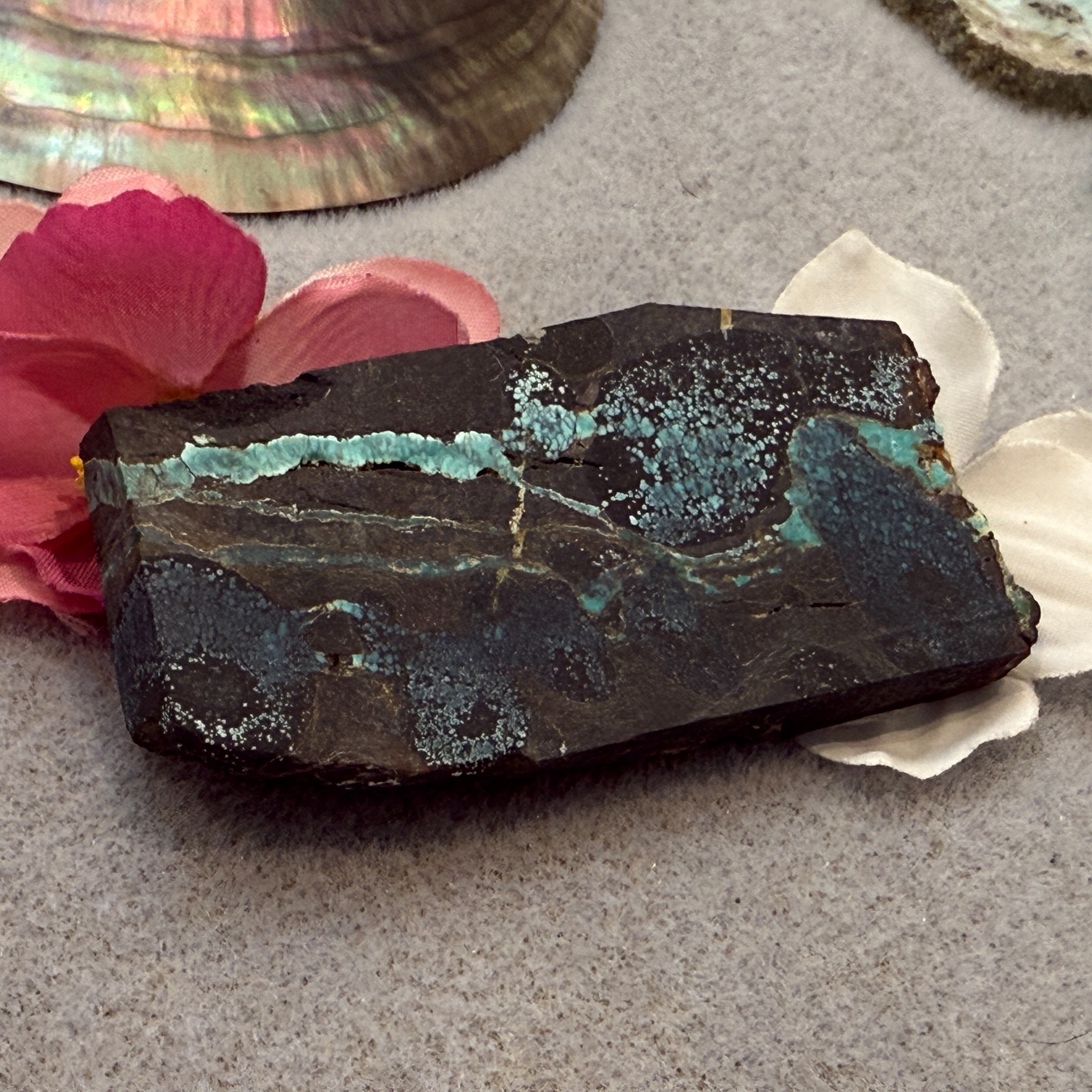 Natural Unpolished Bamboo Mountain Turquoise Slice, 35.6 grams, 178 ct, 27x73mm