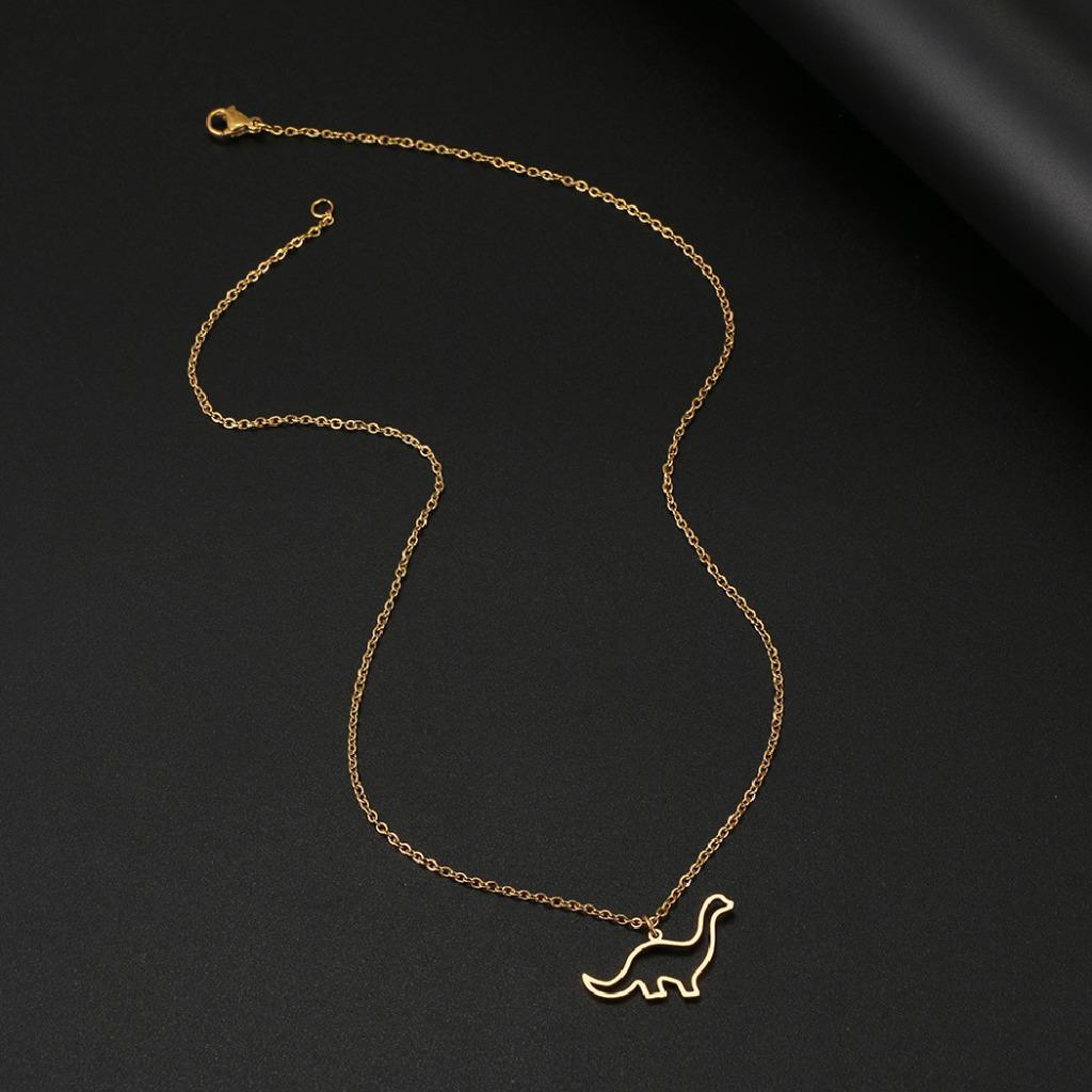 DINOSAUR NECKLACE Brontosaurus Silver or Gold Stainless Steel Pendant 18″ Chain