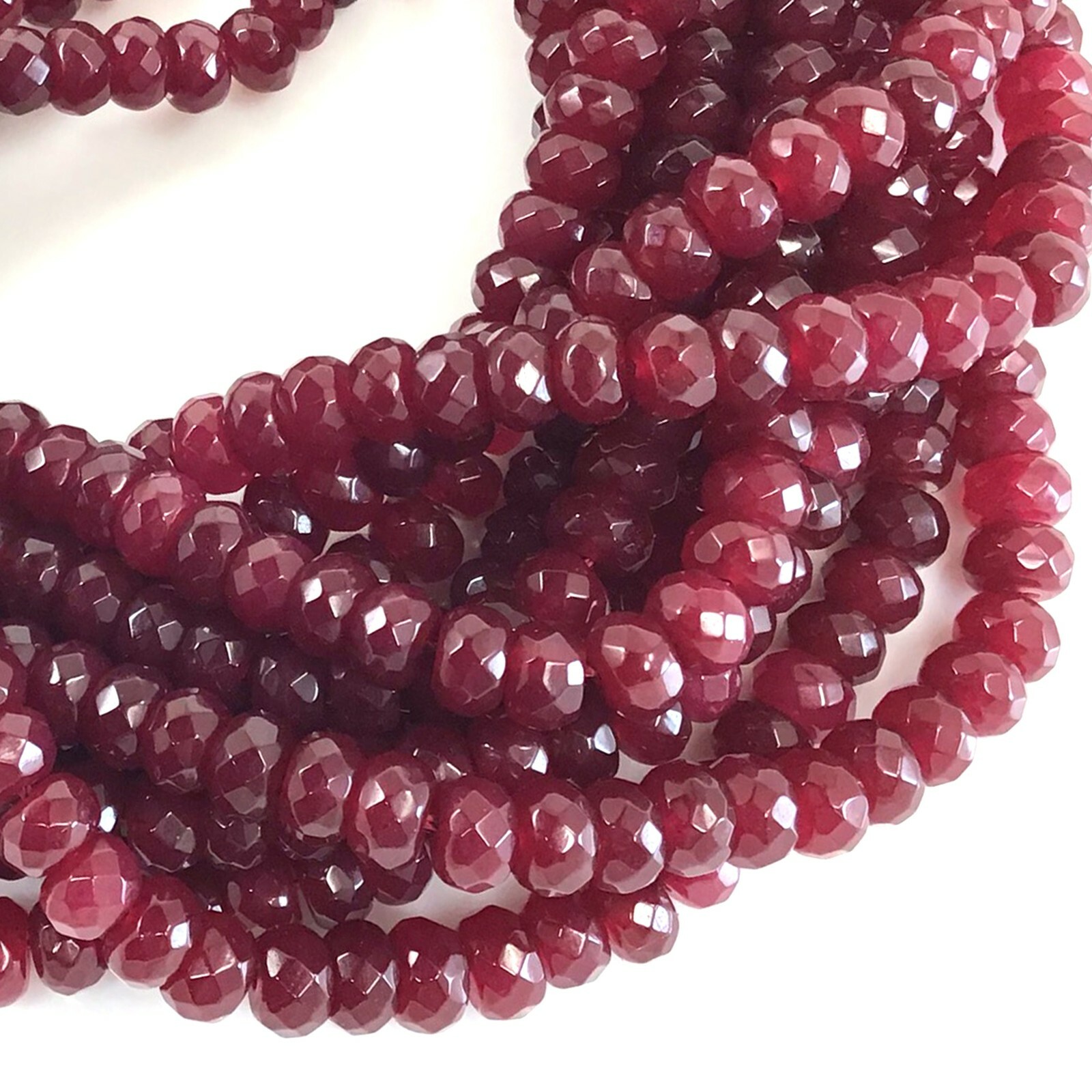 Red Ruby Jade Faceted Rondelle Loose Bead 15″ strand 4mm 6mm 8mm 10mm Jewelry