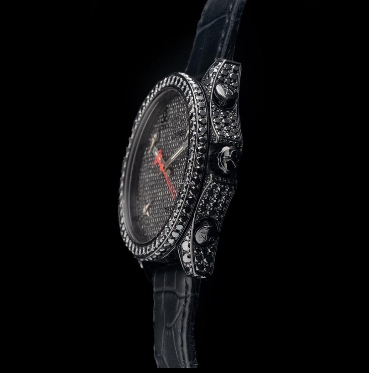 Jacob & Co 5 Time Zone Full Iced Out Factory Black Diamond PVD 40mm Watch JC-130