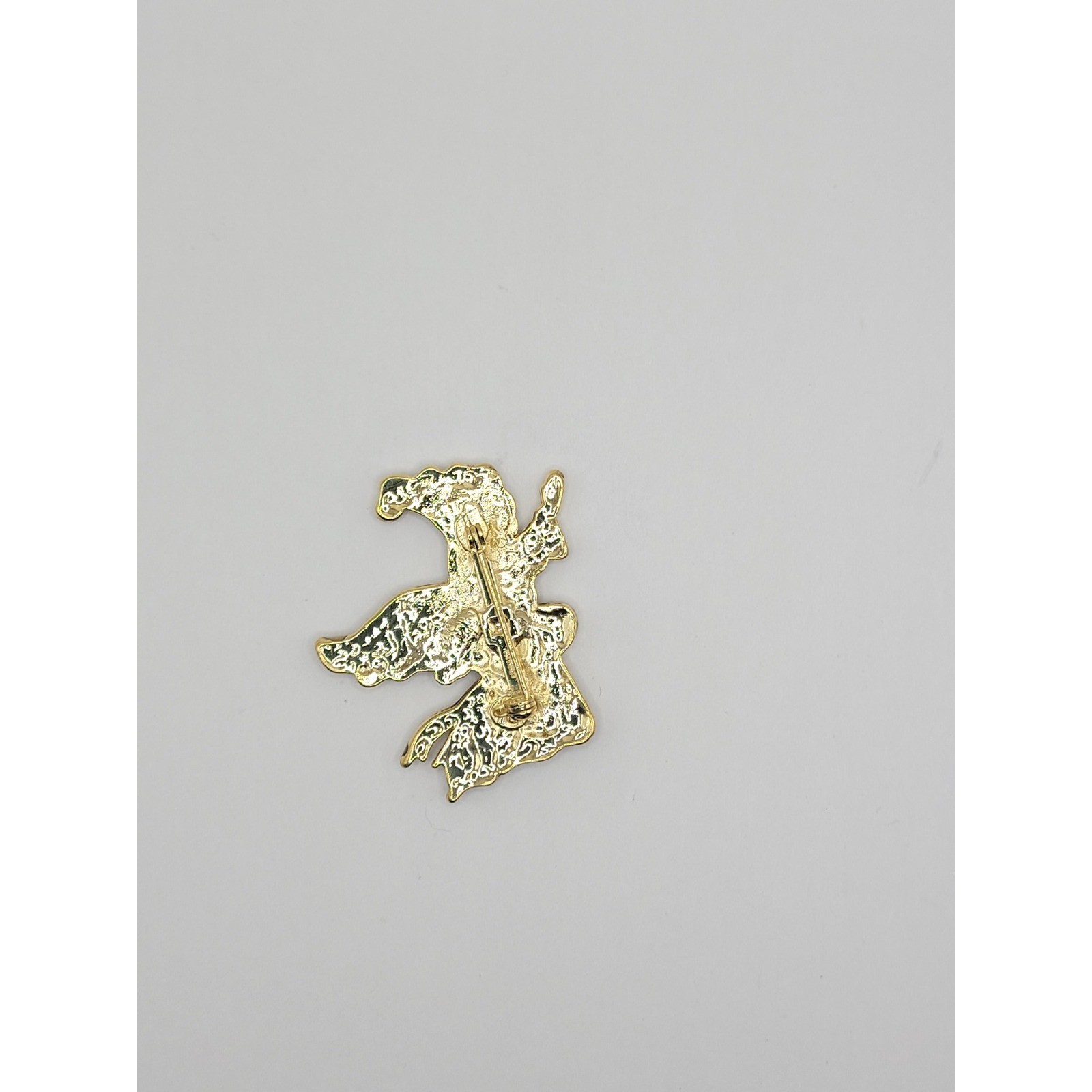 Vintage Gold Tone Wizard Brooch Pin Fantasy Sorcerer Magician Jewelry