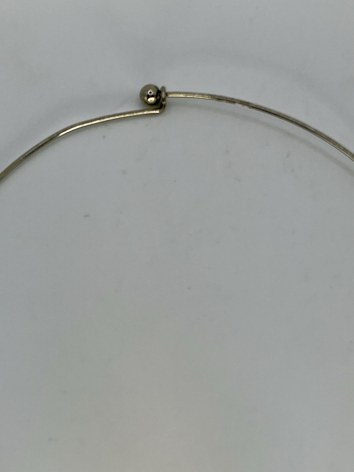Vintage Estate Silver Tone Metal Wire Choker Necklace Hook Ball Closure 5”