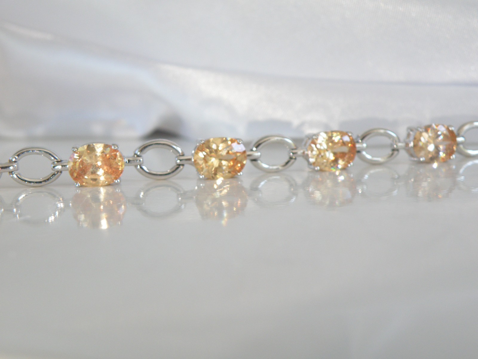 Ross Simons Sterling Silver 925 Gemstone Tennis Station Bracelet Fits 7″