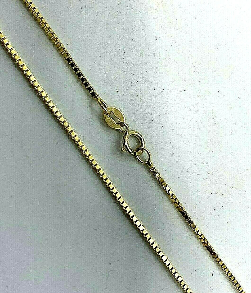 14K Solid Yellow Gold Box Chain Necklace Women’s .90mm Length 16″ to 24″