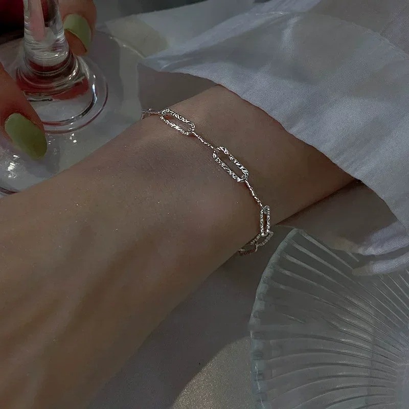 6PCS 925 Sterling Silver Rhinestone Bracelets Women Korean Jewelry Set