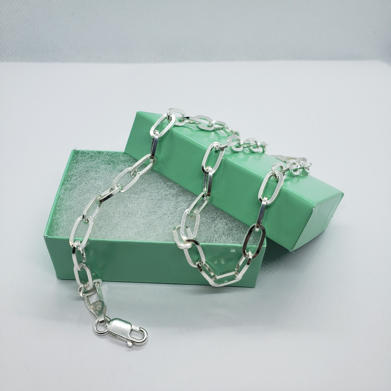 925 Sterling Silver Paperclip Chain Necklace Bracelet 5.5 mm Sizes 7-30 inch