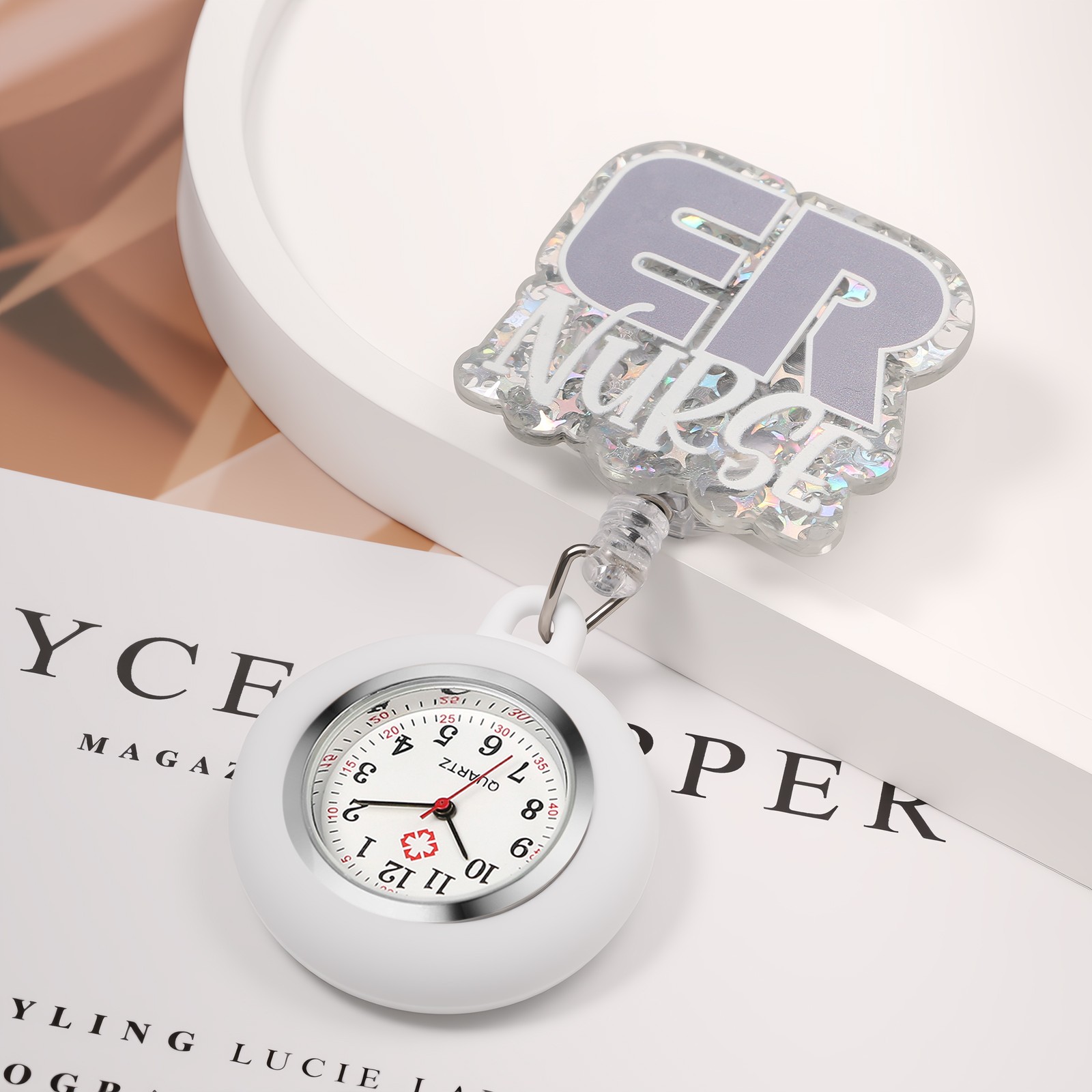 Funny Cartoon Medical Clip On Pocket Watch Silicone Stretchable Fob Nurse Watch