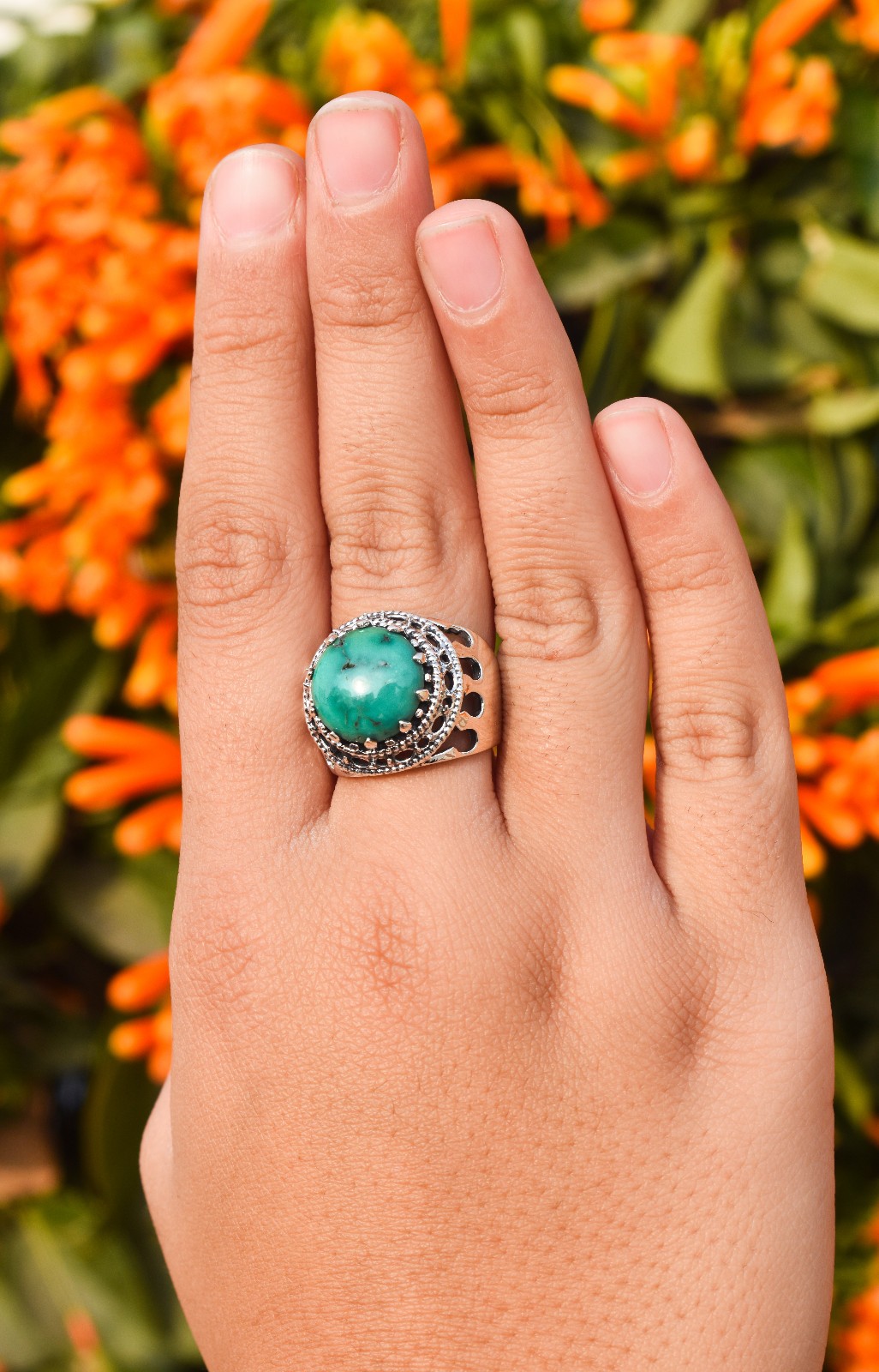 Tibetan turquoise ring 925 sterling silver ring wedding promise ring gift her