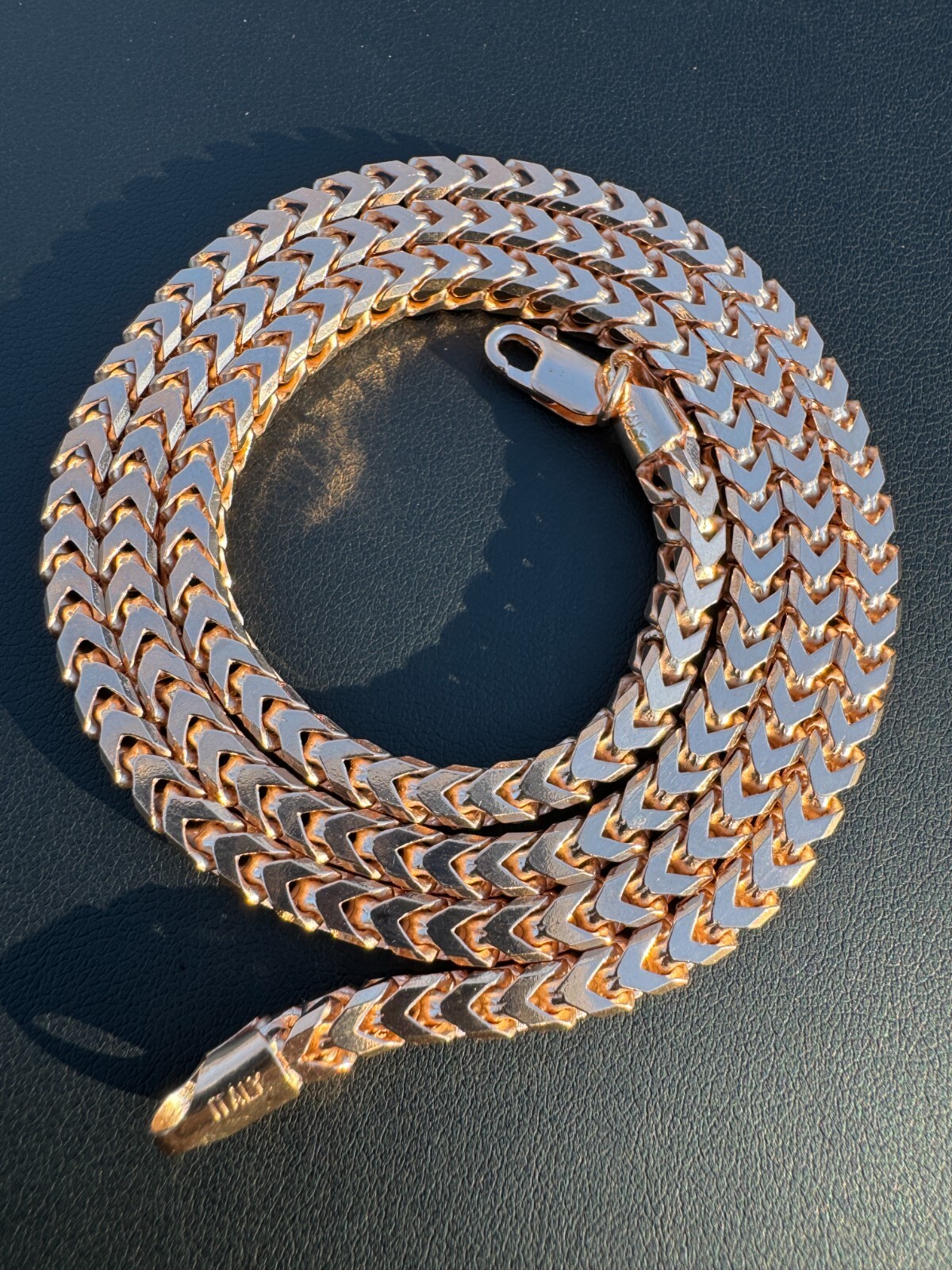 14k Rose Gold Solid 925 Sterling Silver Franco Chain 5mm Mens Necklace 18-30″