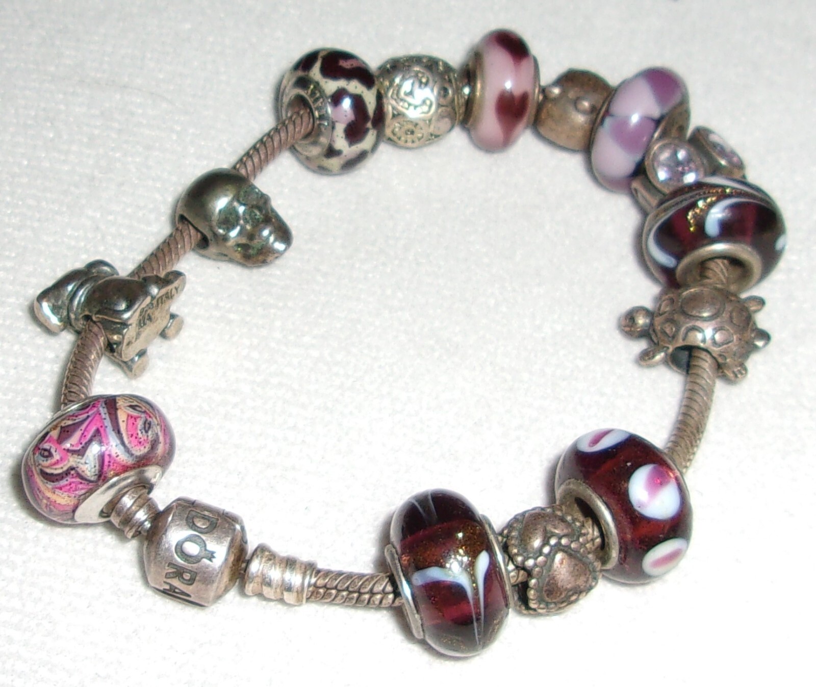 Sterling Silver Pandora 14 Charms Bracelet 7.5″inch Long