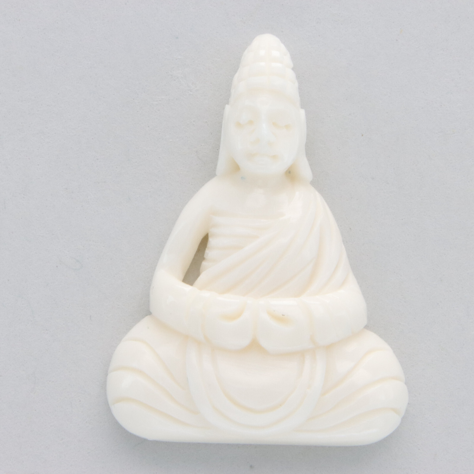 Hand Carved Water Buffalo Bone Praying Sitting Buddha Pendant