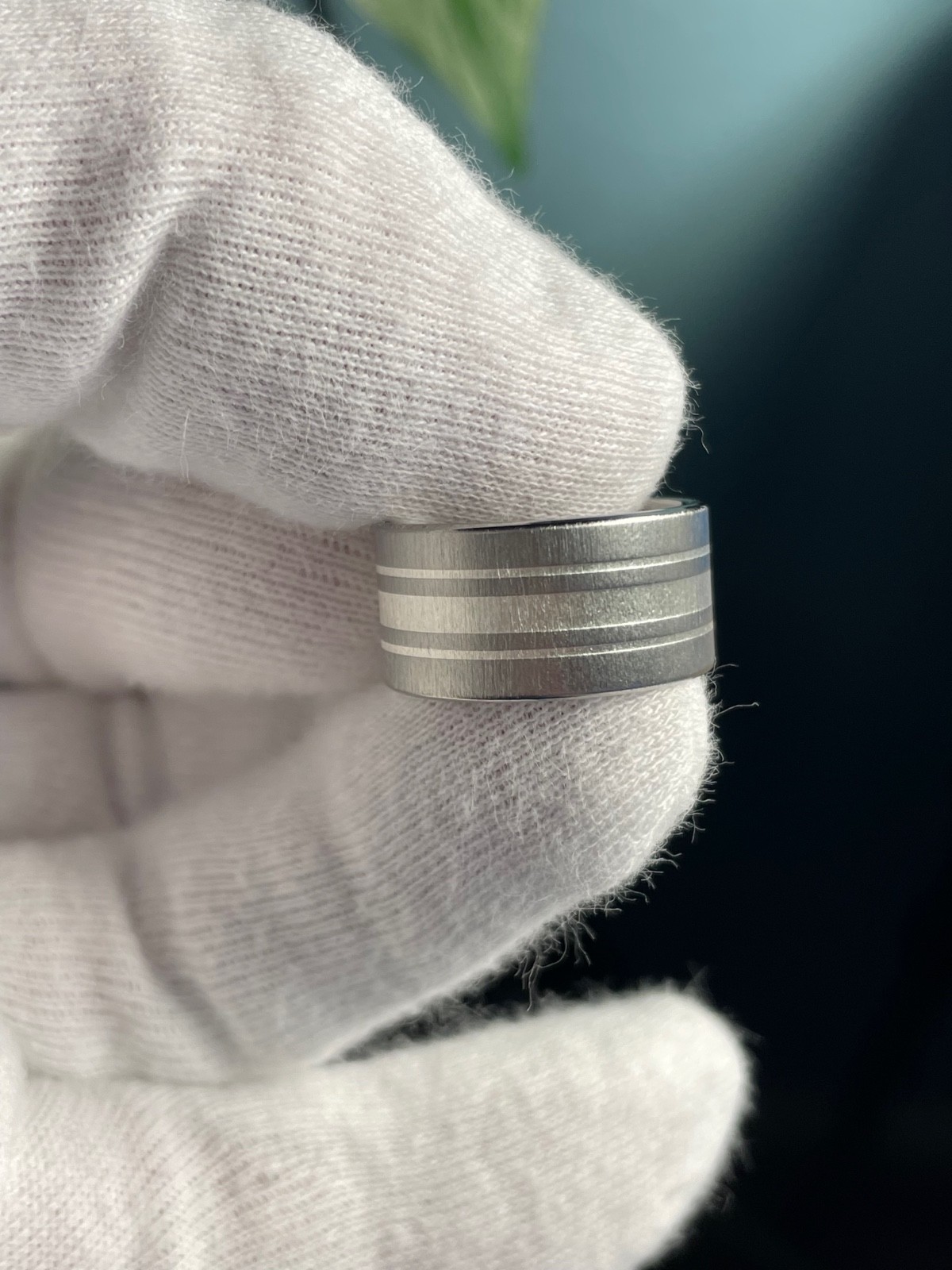 10mm Titanium with Silver Inlay Stripes, Made to Order, Wide Widths, Ring Jewelr