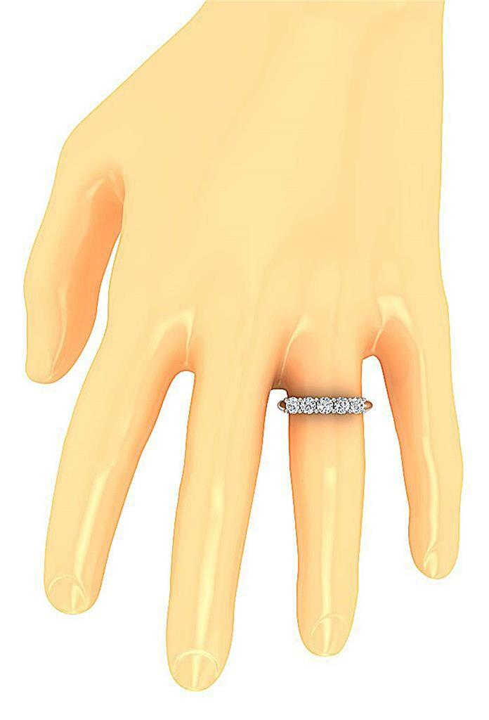 Five Stone Wedding Ring 1.00 Ct VS1 E Prong Set Natural Diamond 14K Gold 3.80MM