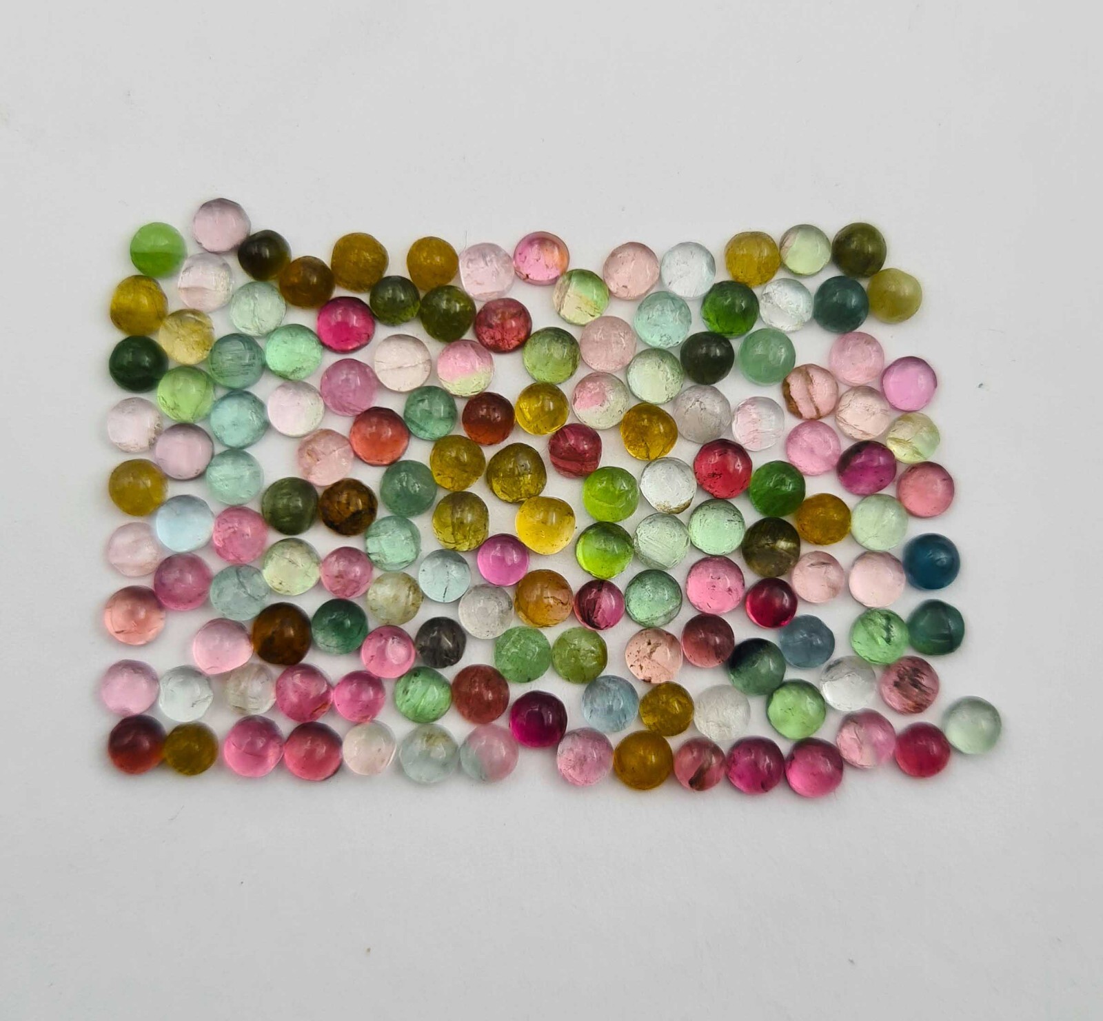 Natural Multi Tourmaline Round Cabochon Loose Gemstone Lot 100 Pcs 3 MM