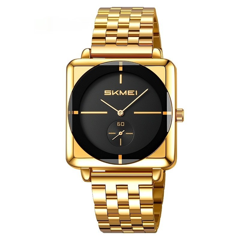 Square Steel Band Stylish Standalone Seconds Subdial With Two Hands Solid Steel