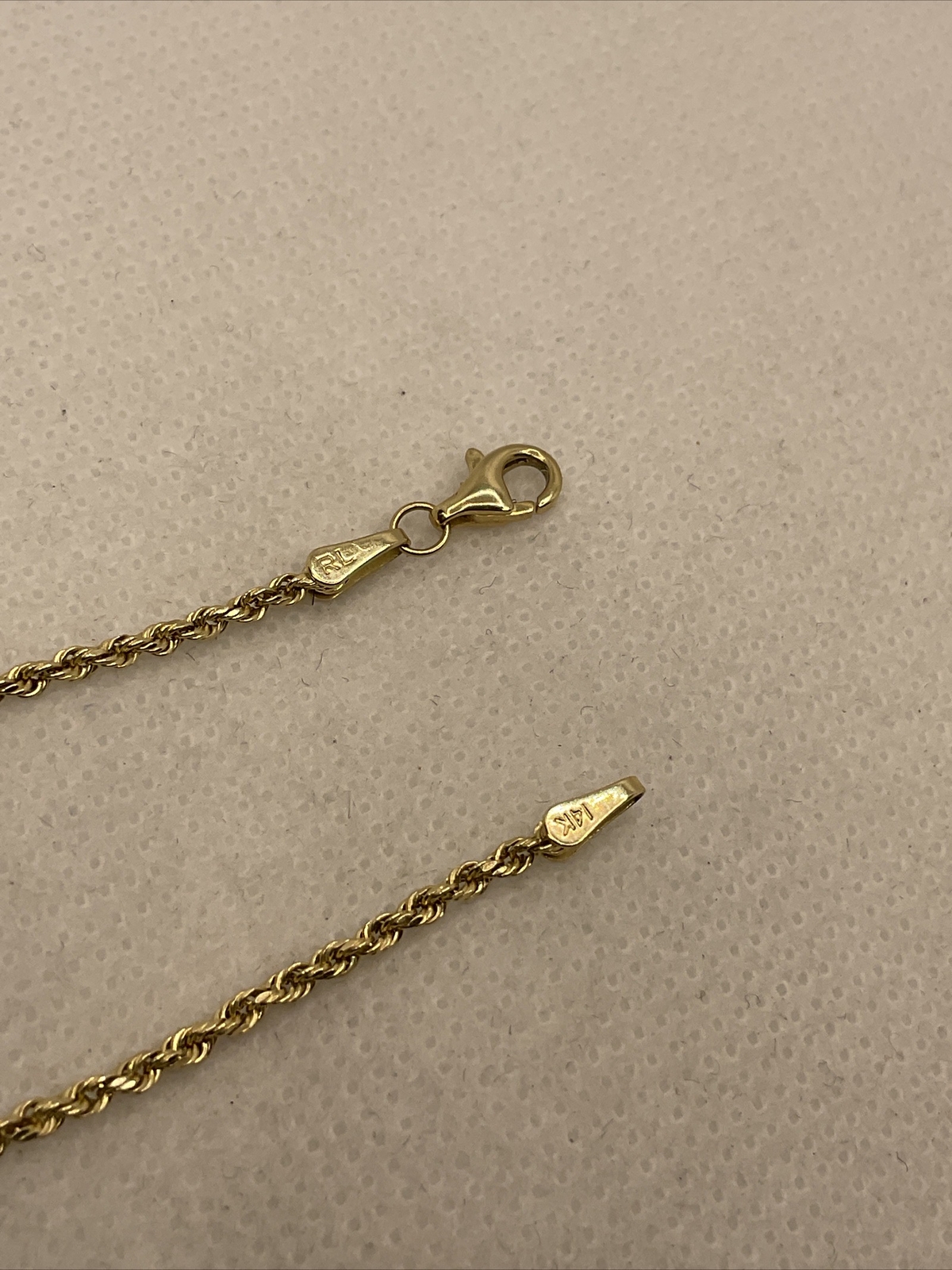 14K Yellow Gold Diamond Cut 1.7mm wide ROPE Chain Necklace 21.75” long 2.9gr.