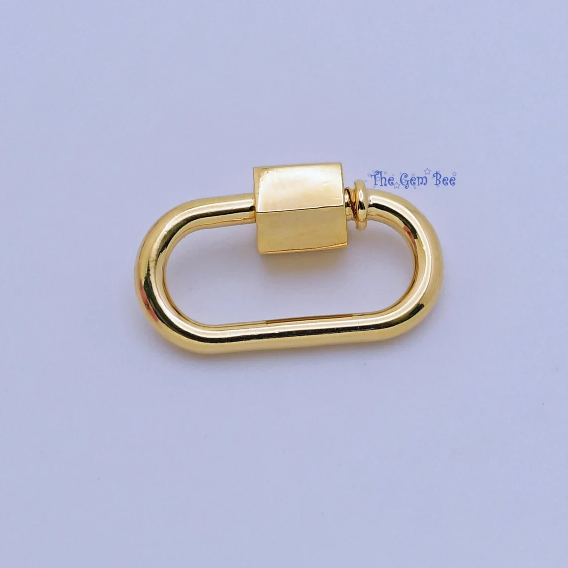 11.8×18.5mm Gold Vermeil Charm Holder Screw Carabiner Lock Enhancer Pendant