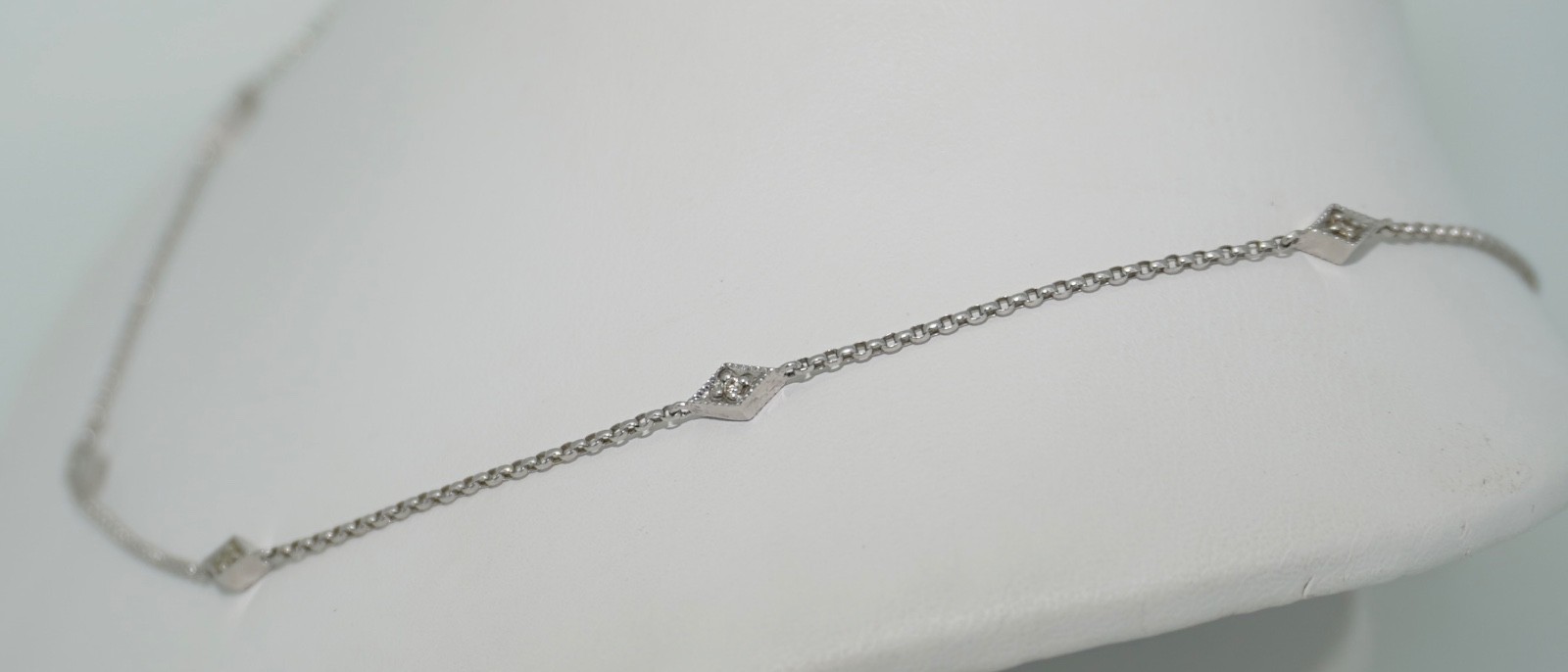 14K White Gold Diamond Station Chain by Gabriel & Co.