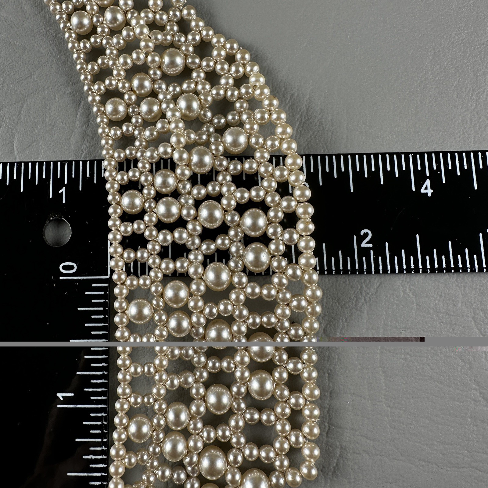 Vintage Beaded Necklace Bib Collar Choker Cream 13″