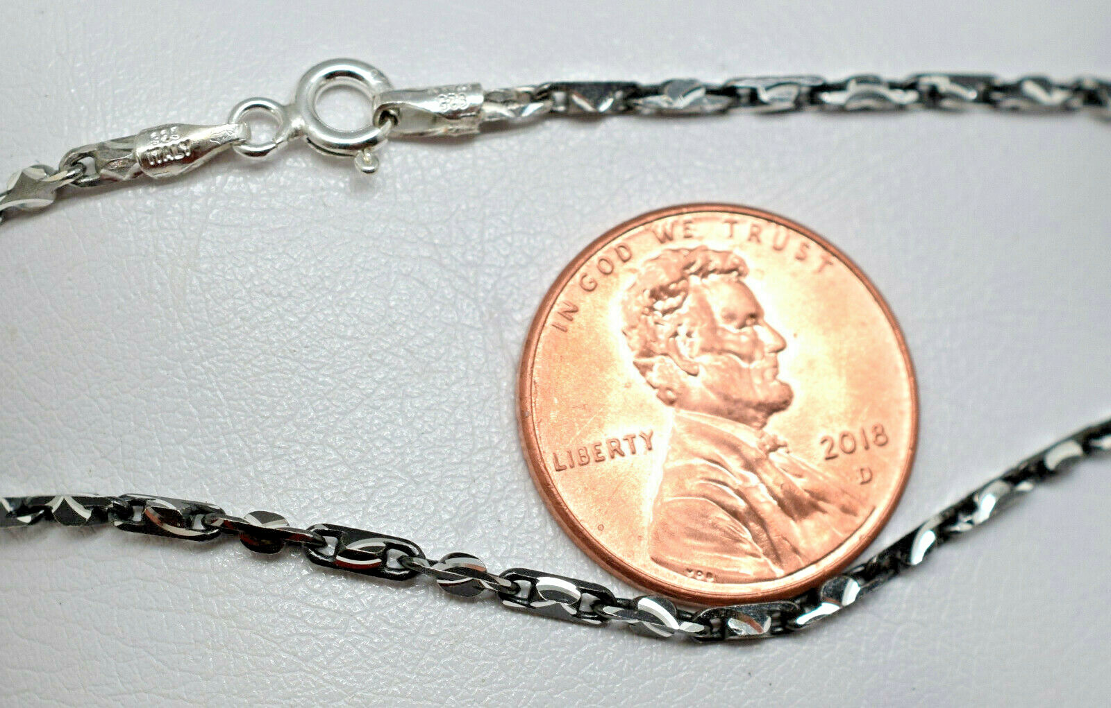 Ruthenium Diamond Cut Square Baht 1.8mm Chain 16″ and 18″