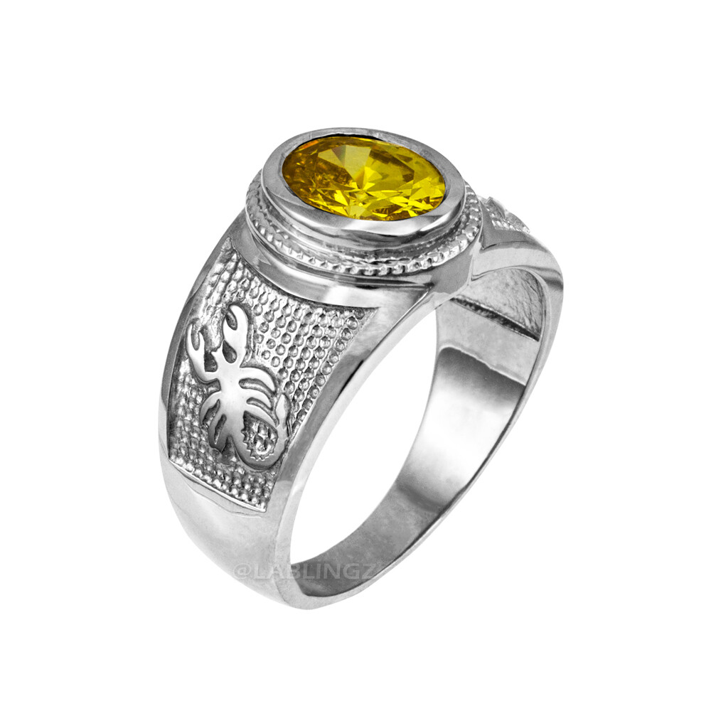 Sterling Silver Zodiac Sign Birthstone CZ Ring