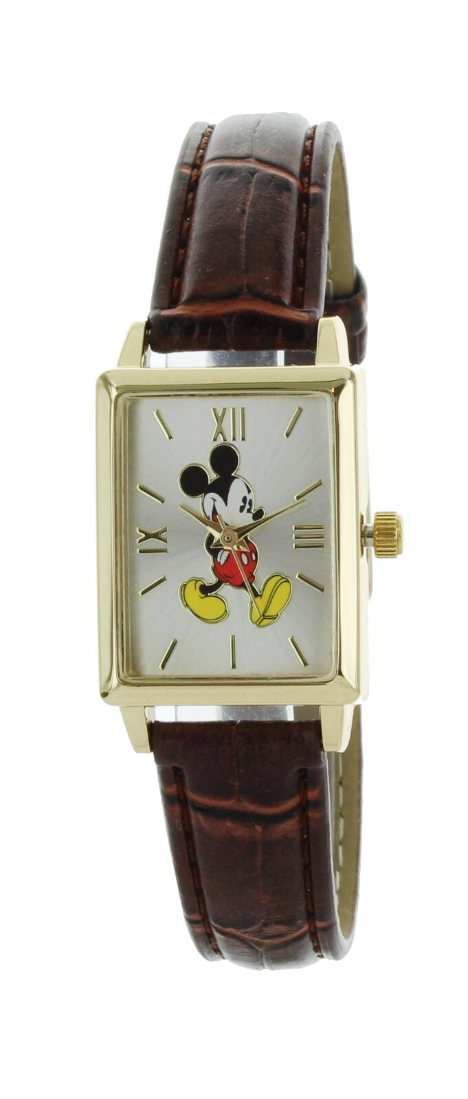 NIB Disney Rectangle Mickey Mouse leather Band Petit watch #5297