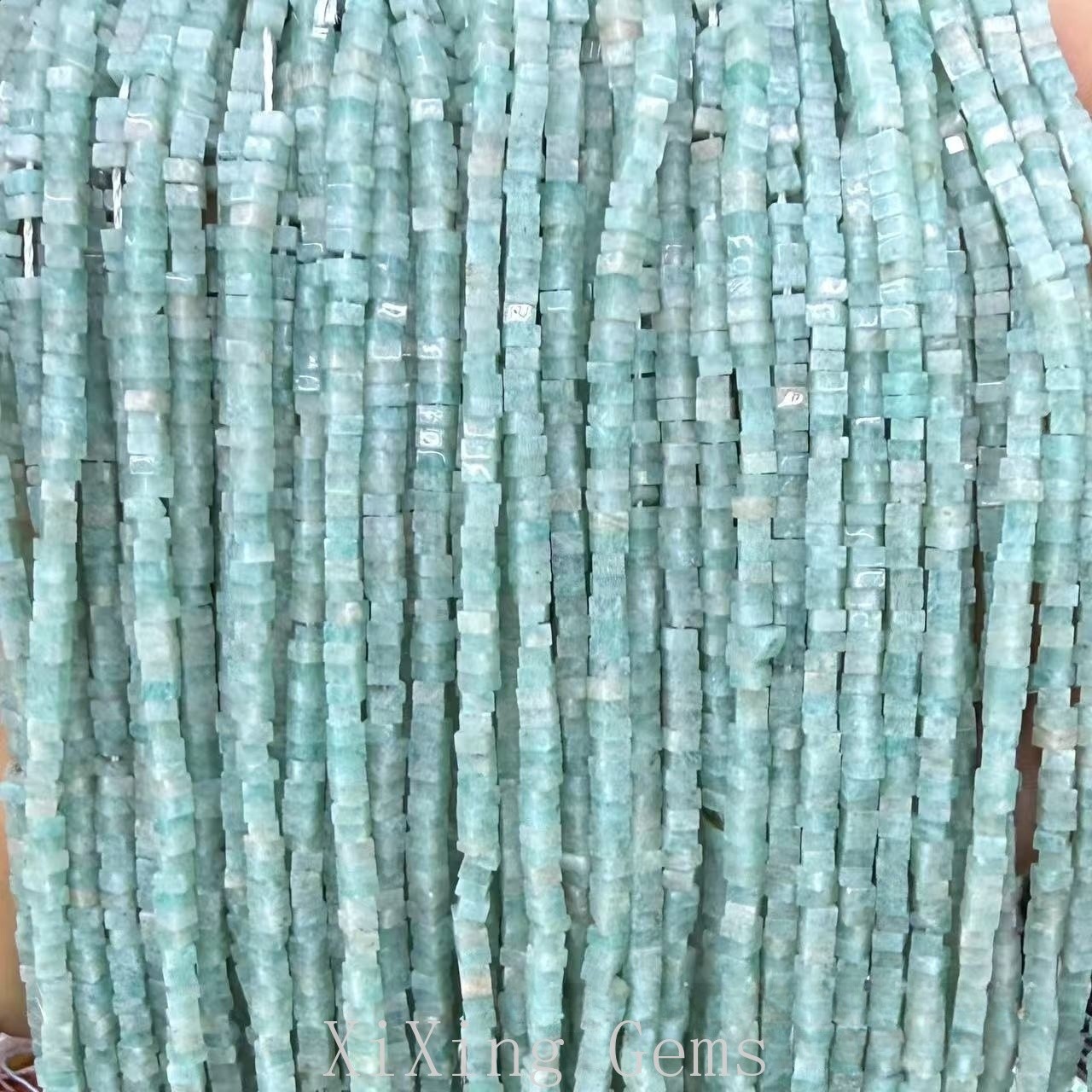 1x2mm Natural Blue Amazonite Flat Square Disc Spacer Beads for Jewelry Making