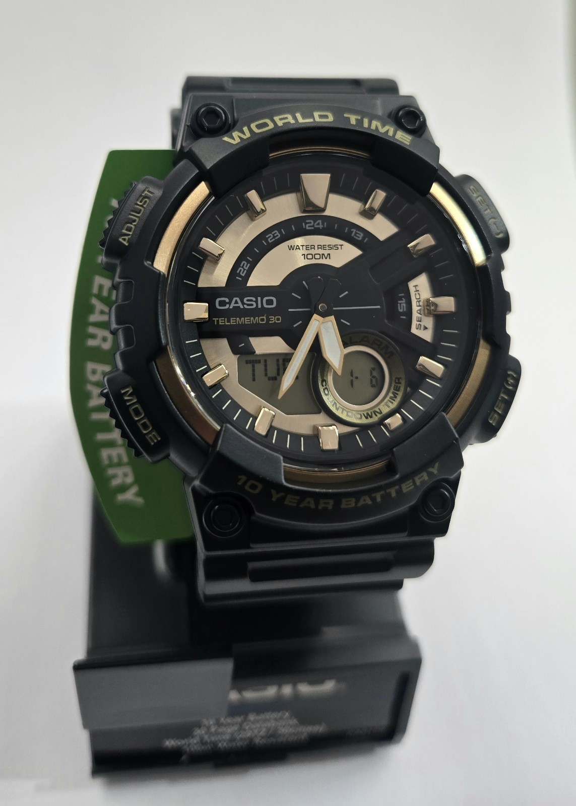 Casio Analog Digital sports watch Black and Gold AEQ110BW-9 AEQ110BW AEQ-110BW