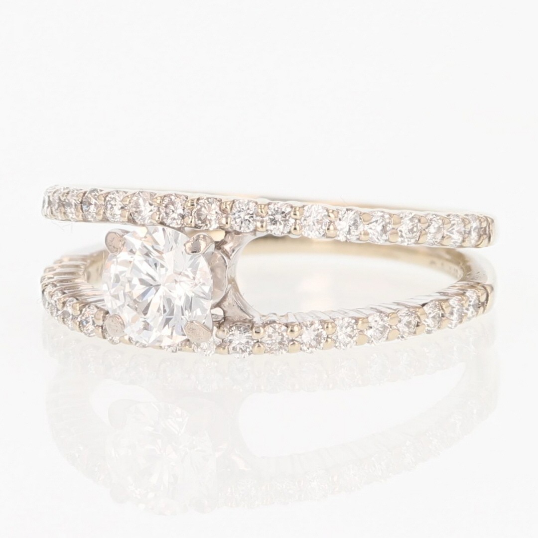 Gabriel & Co. .98ctw Diamond Split Shank Engagement Ring 14k White Gold Size 6.5
