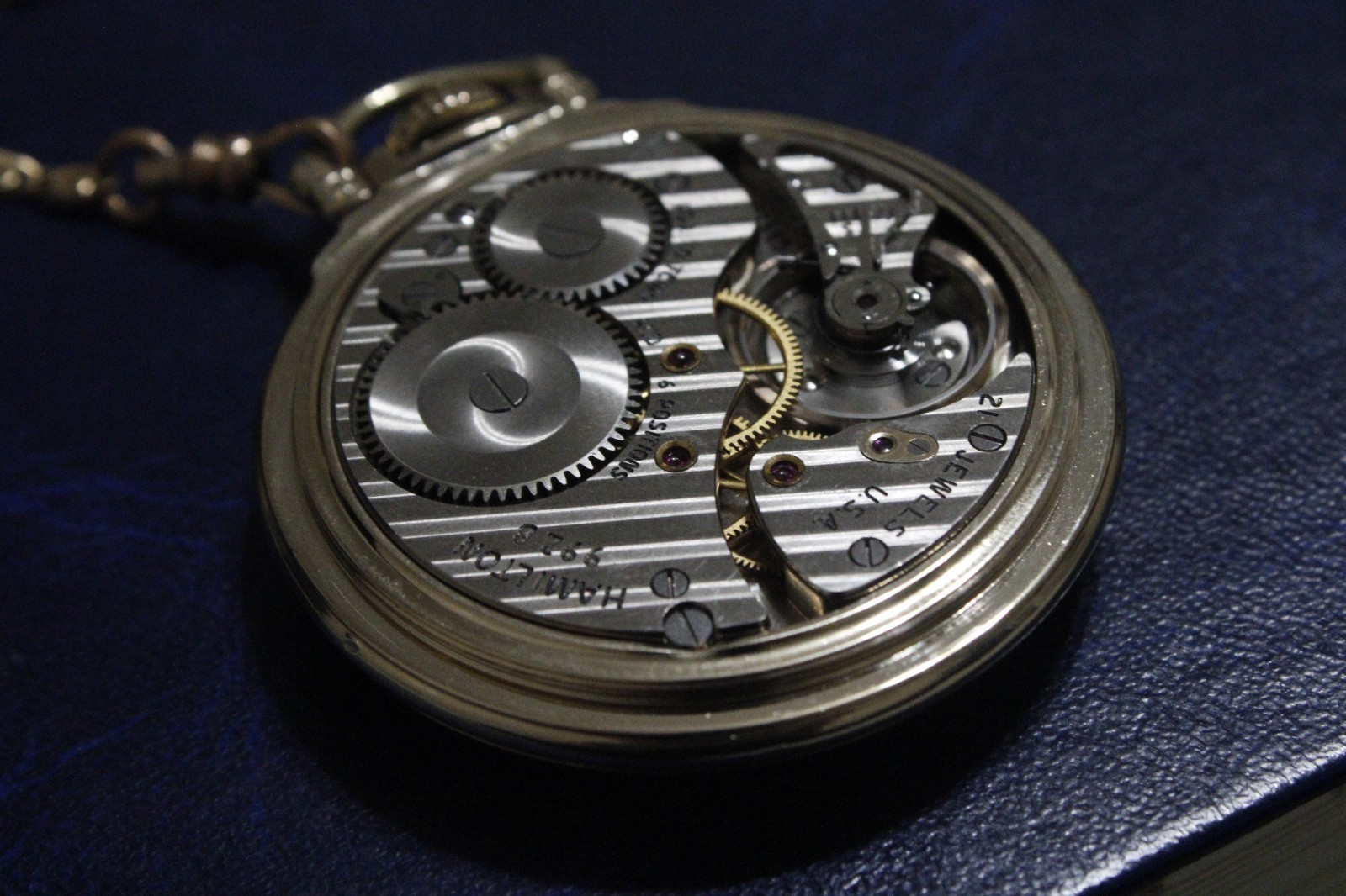 1955 Hamilton 992B 21J Gold Filled 16s Railroad Pocket Watch, Chain and Display