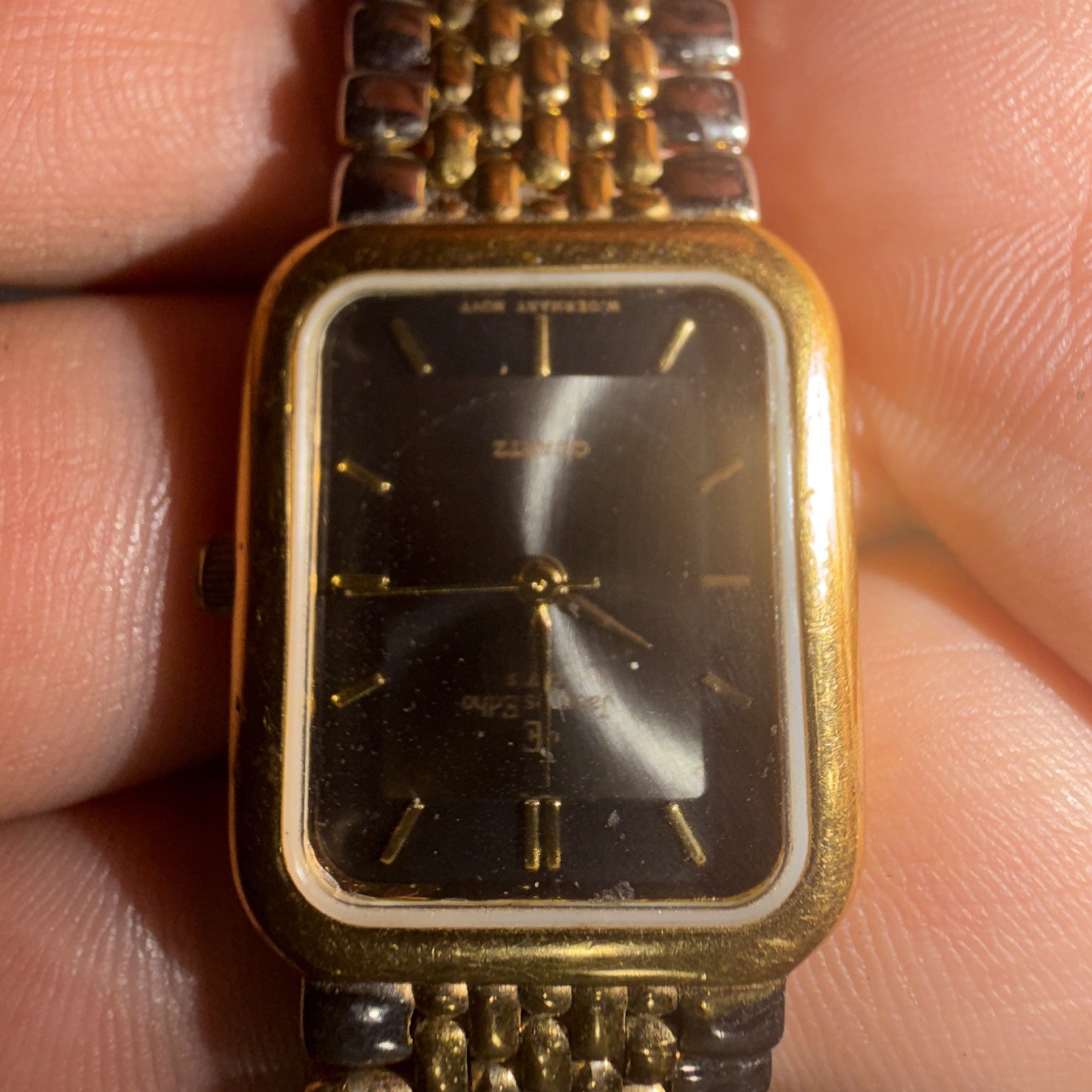Jacques Edho Women’s Quartz Rectangular Black Sunburst Dial Gold Plated Bracelet