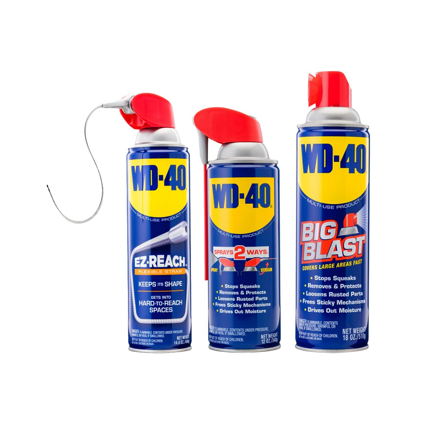 WD-40 Original Formula 3 Sizes Combo Kit – 12 OZ Smart Straw & 14.4 OZ EZ Reach