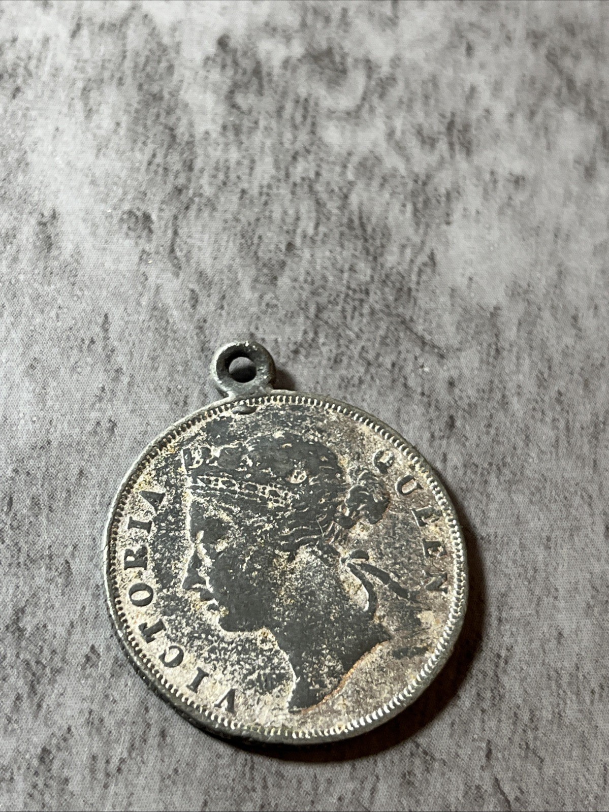 Vintage Victoria Queen Pendent Charm One Cent 1897 Coin Straight Settlements