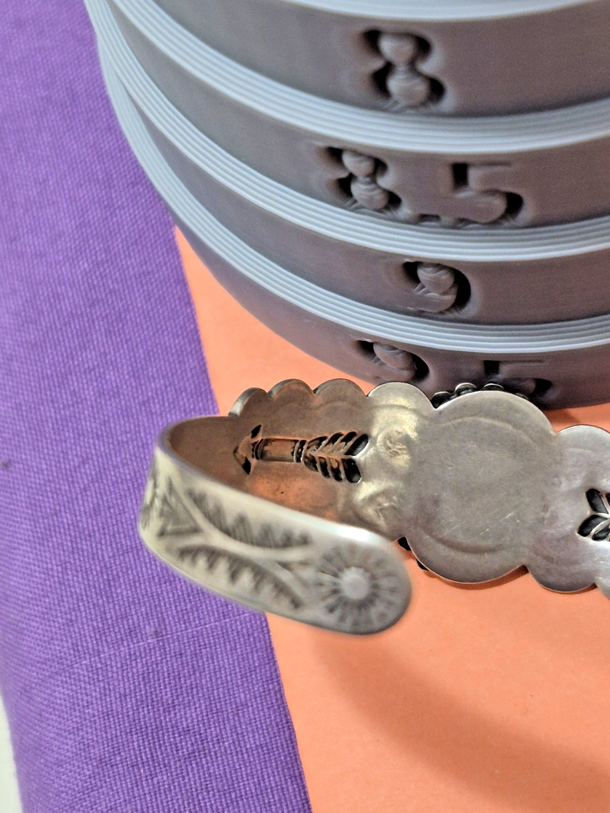 Vintage Fred Harvey Era Sterling Silver Turquoise Cuff Bracelet Arrow Stamp
