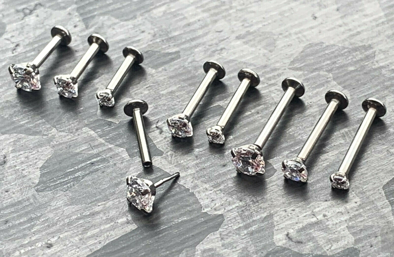 1pc Push In CZ Gem 16g Labret Threadless Stud Lip Ring Helix Ear Cartilage