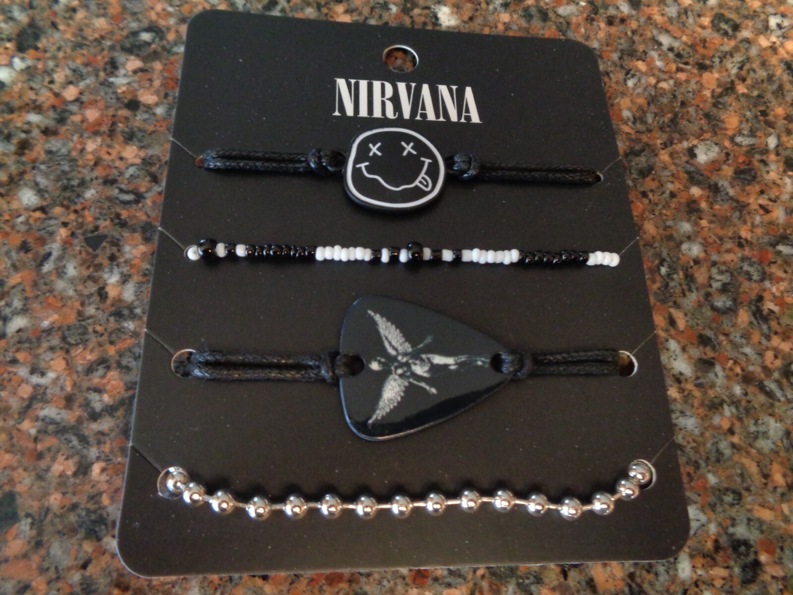 Nirvana Icons Bracelet Set 4 Guitar Pick In Utero Angel Smiley Face Logo Cobain