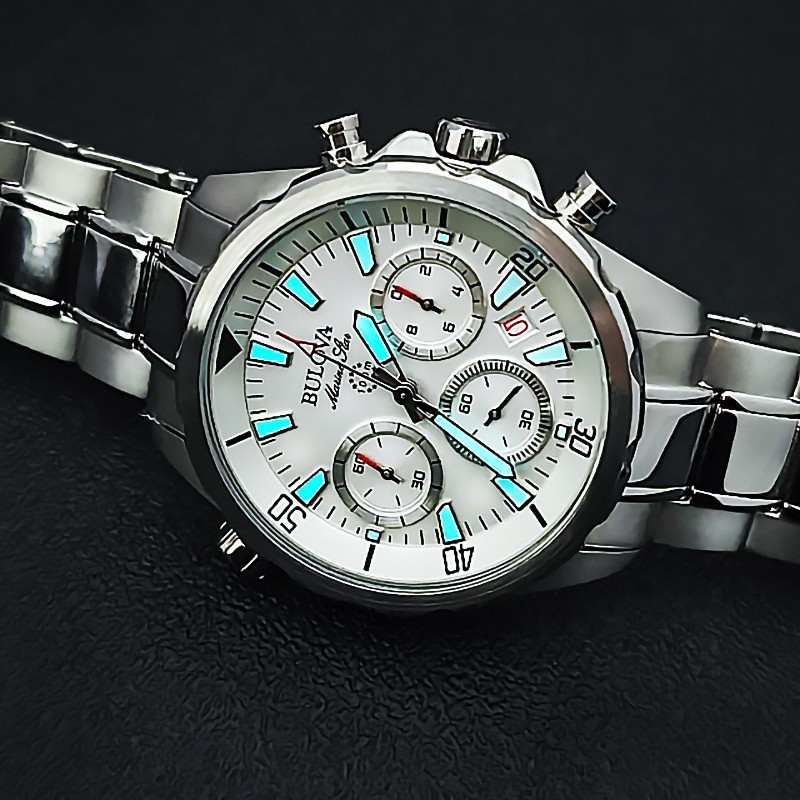 Bulova 96B255 Marine Star Chronograph Men’s White Watch 43 mm