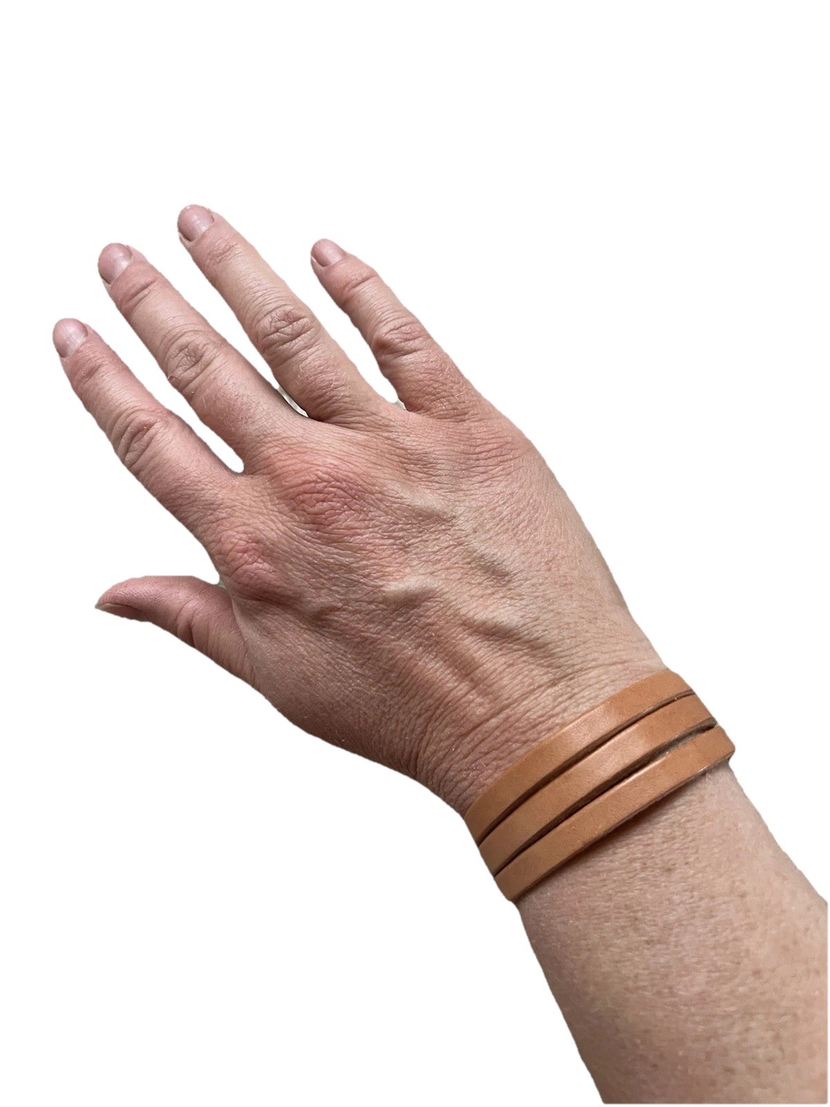 Tan Leather 3 Strap Wrap Bracelet w Silver Snap Closure BOHO FESTIVAL WESTERN