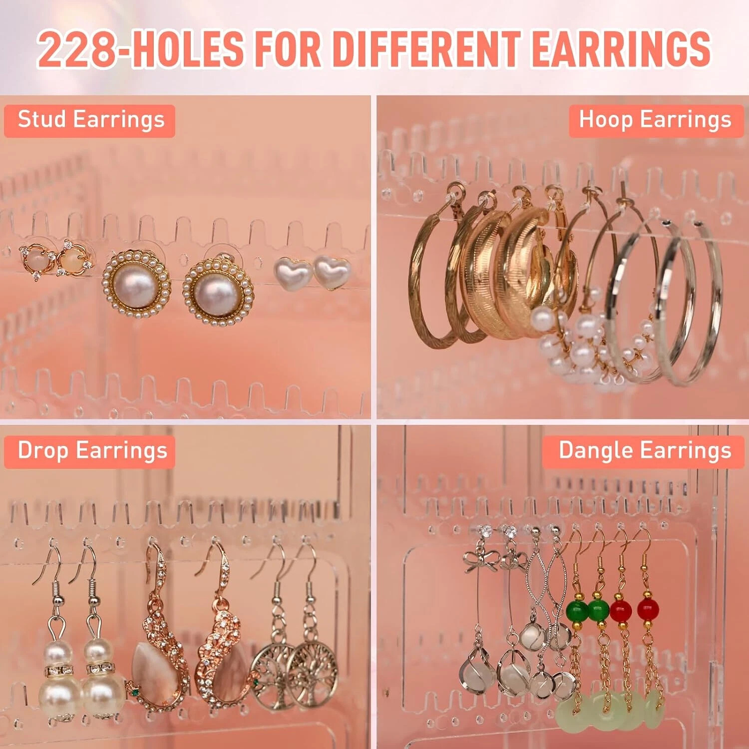 360 Rotating Earring Holder Organizer Stand,5 Tiers Acrylic Jewelry Organizers a