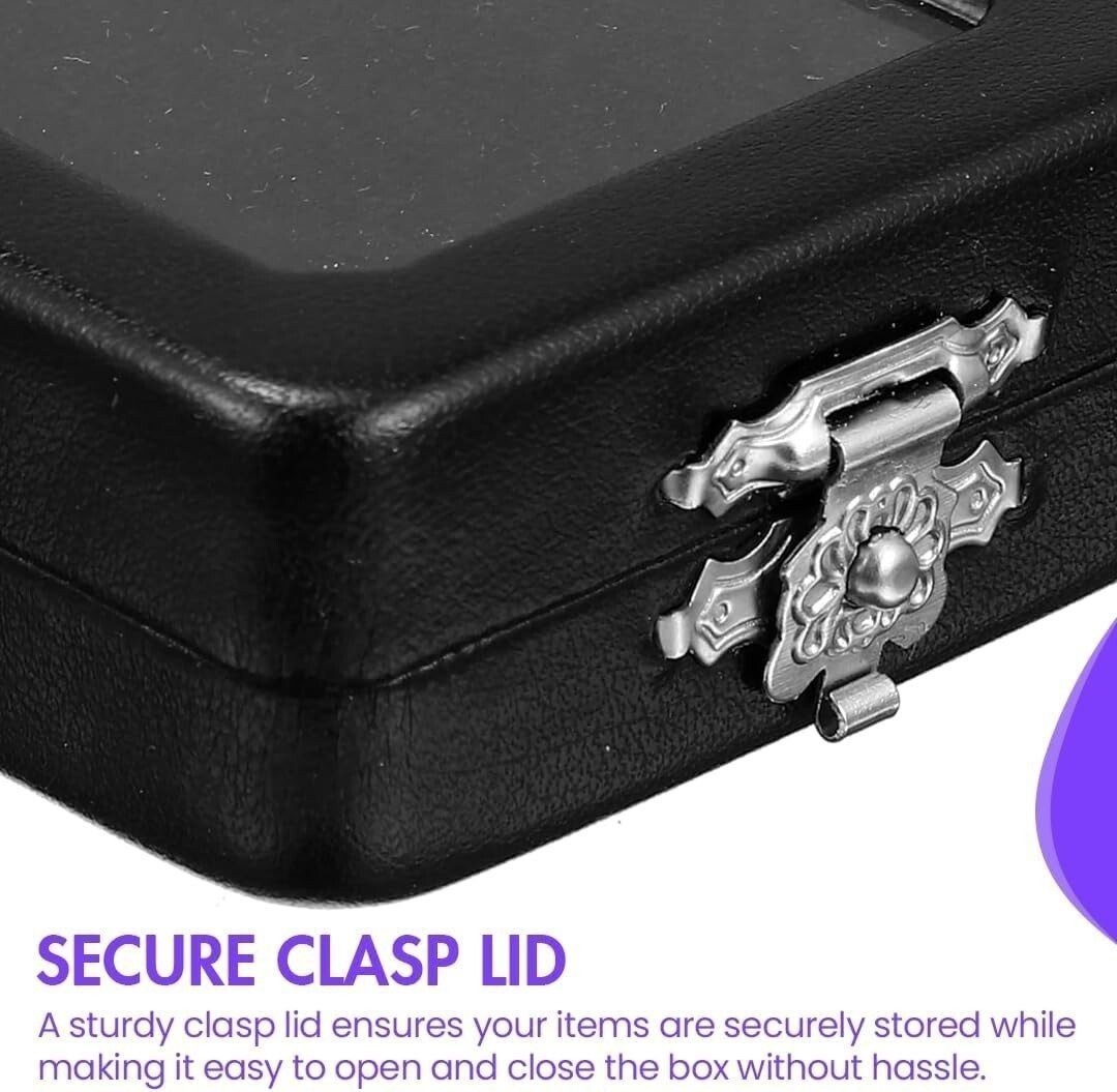 Novel Box Black Leatherette Glass Top Gem Box Loose Stone Jewelry Case Display