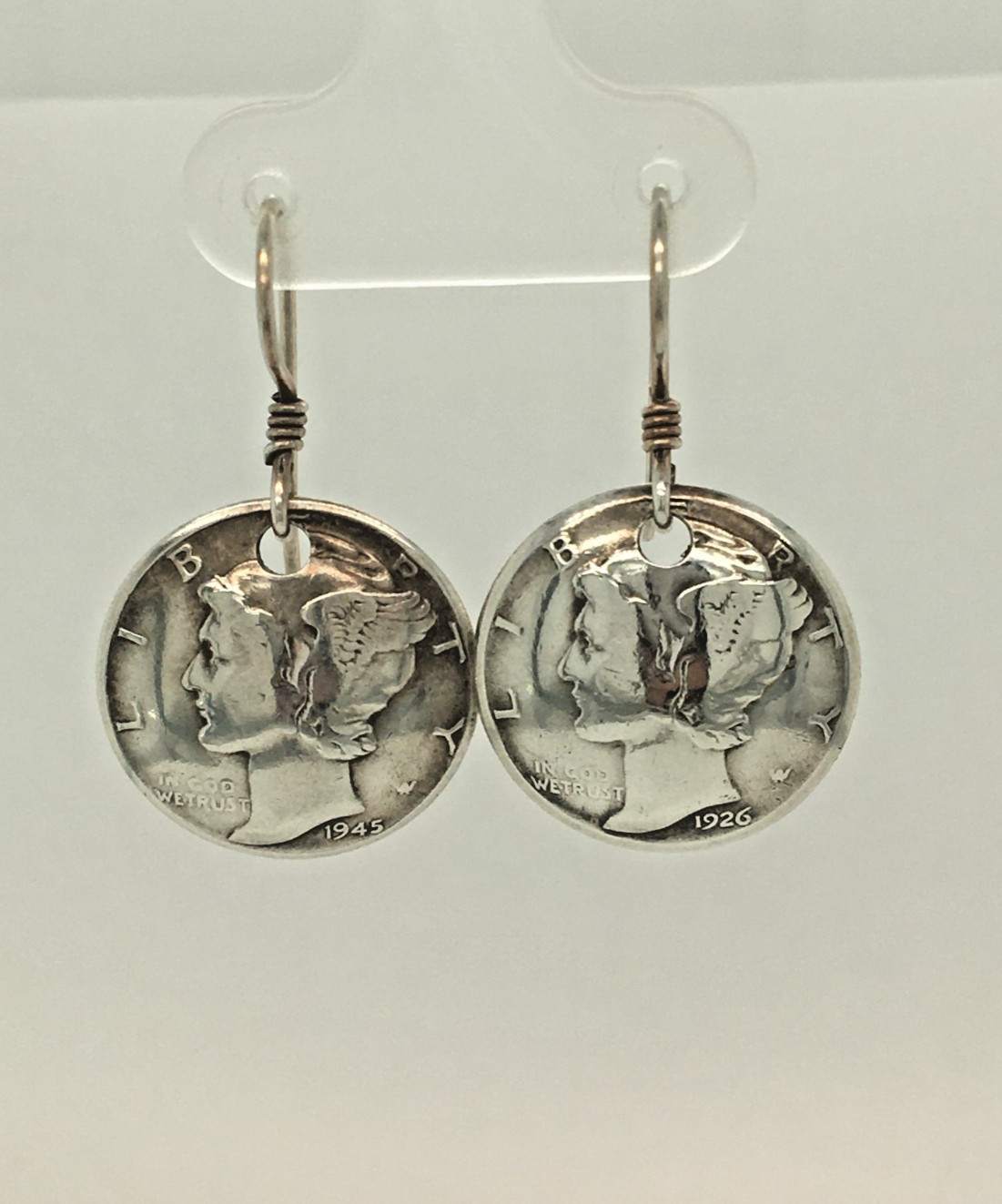 Vintage Mercury Dime Earrings 900 Silver