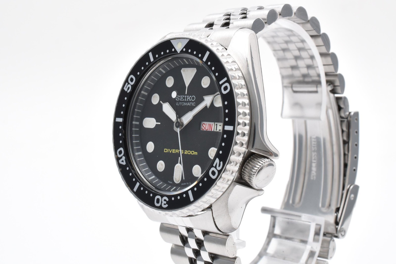 [Exc+5] SEIKO SKX007 7S26-0020 Black Boy Automatic Diver Vintage Men Watch 17.5c