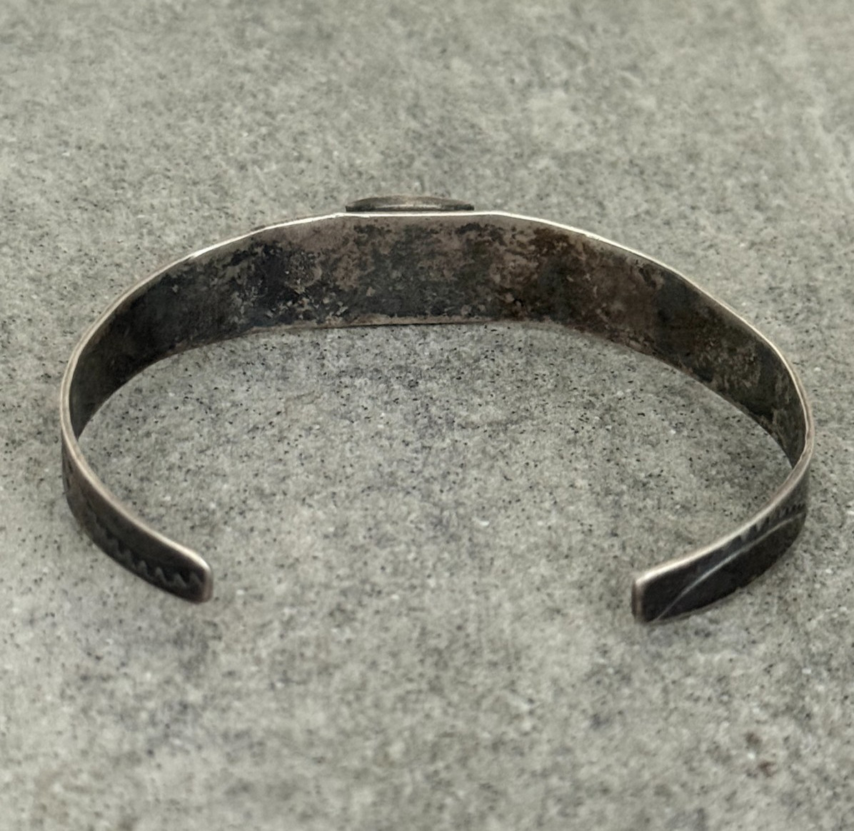 Vintage FRED HARVEY era 40’s Navajo ARROW HEAD Turquoise Silver Bracelet 7.25 in