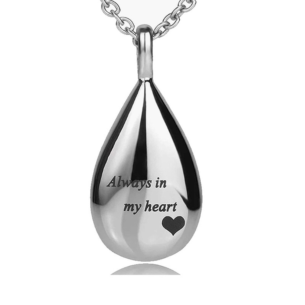 Pendant Necklace Stainless Steel Teardrop Silver 21.65 in N147