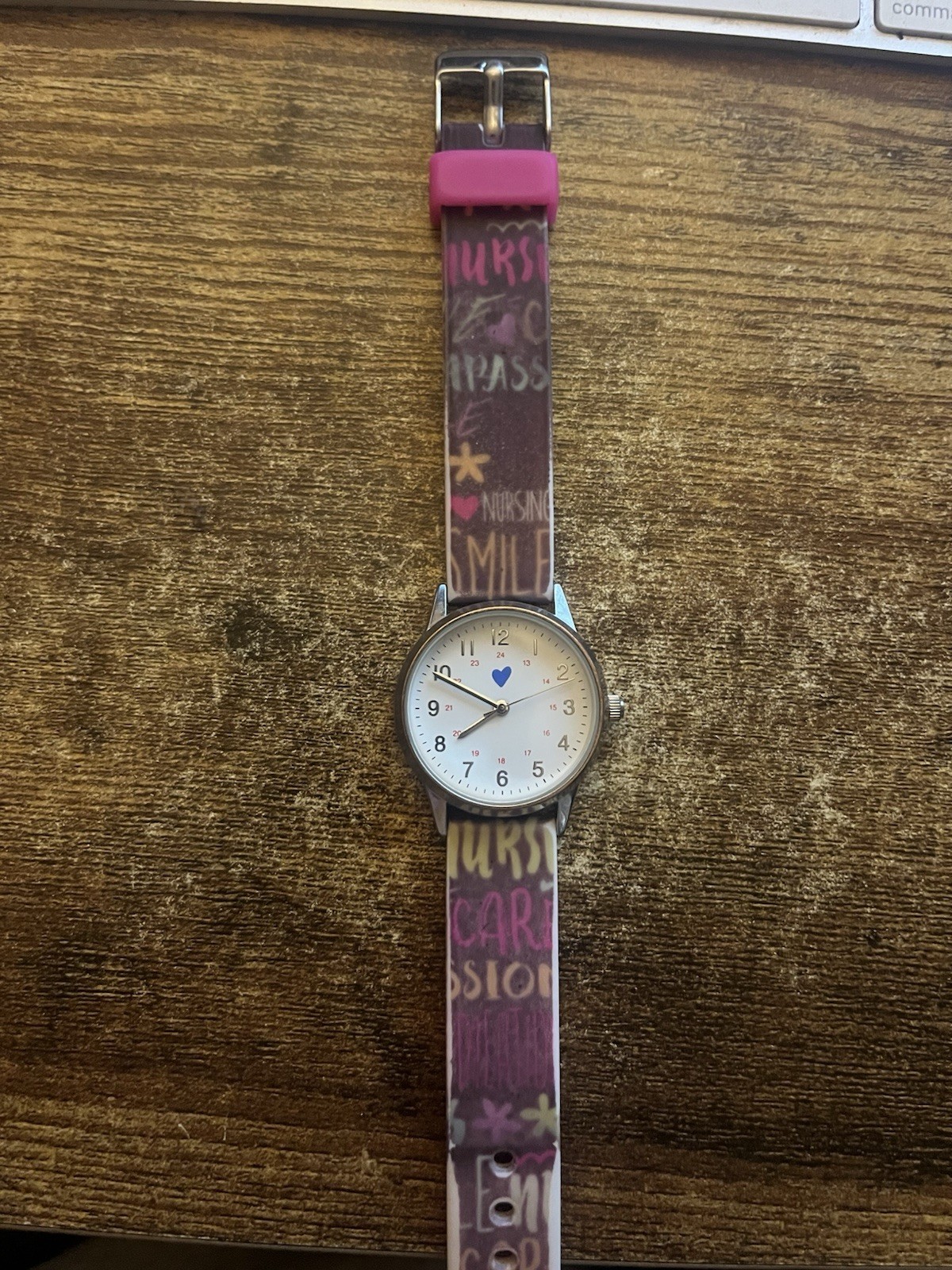 Nurse Mates NA00112 Silver Tone Case Quartz Analog Women’s Watch New Battery