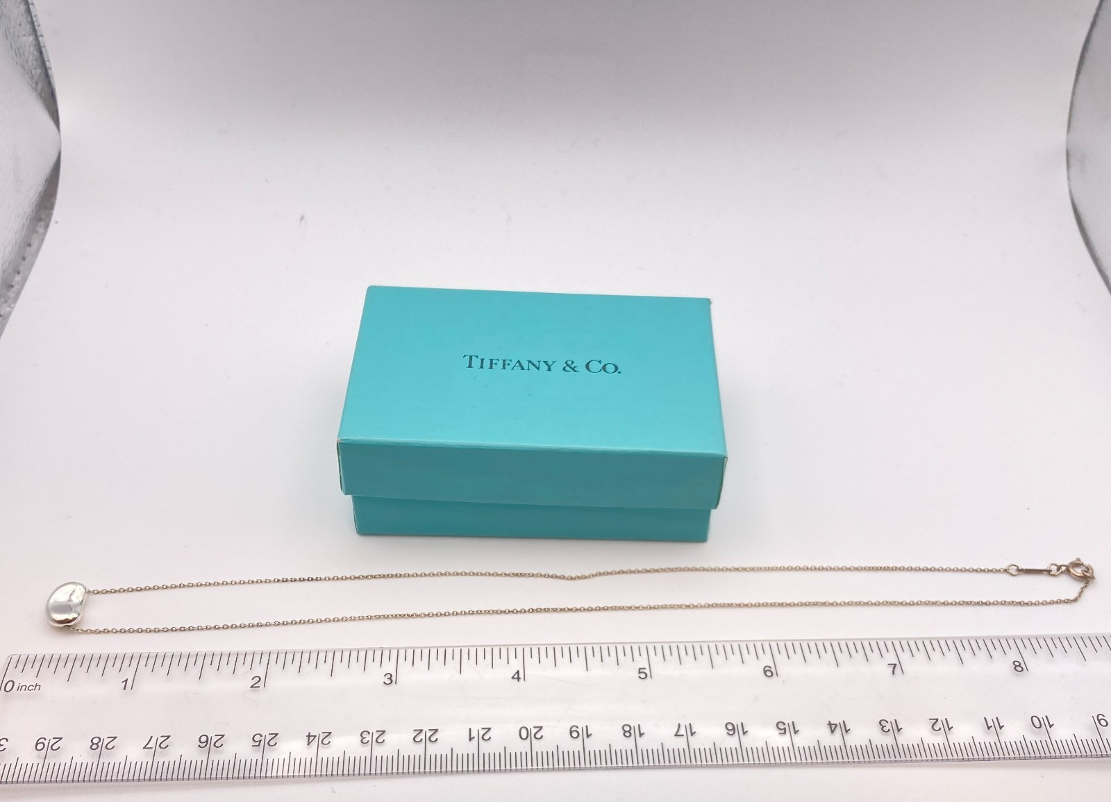 Tiffany & Co. 11mm Bean Pendant Necklace 16″ Silver 3.0g