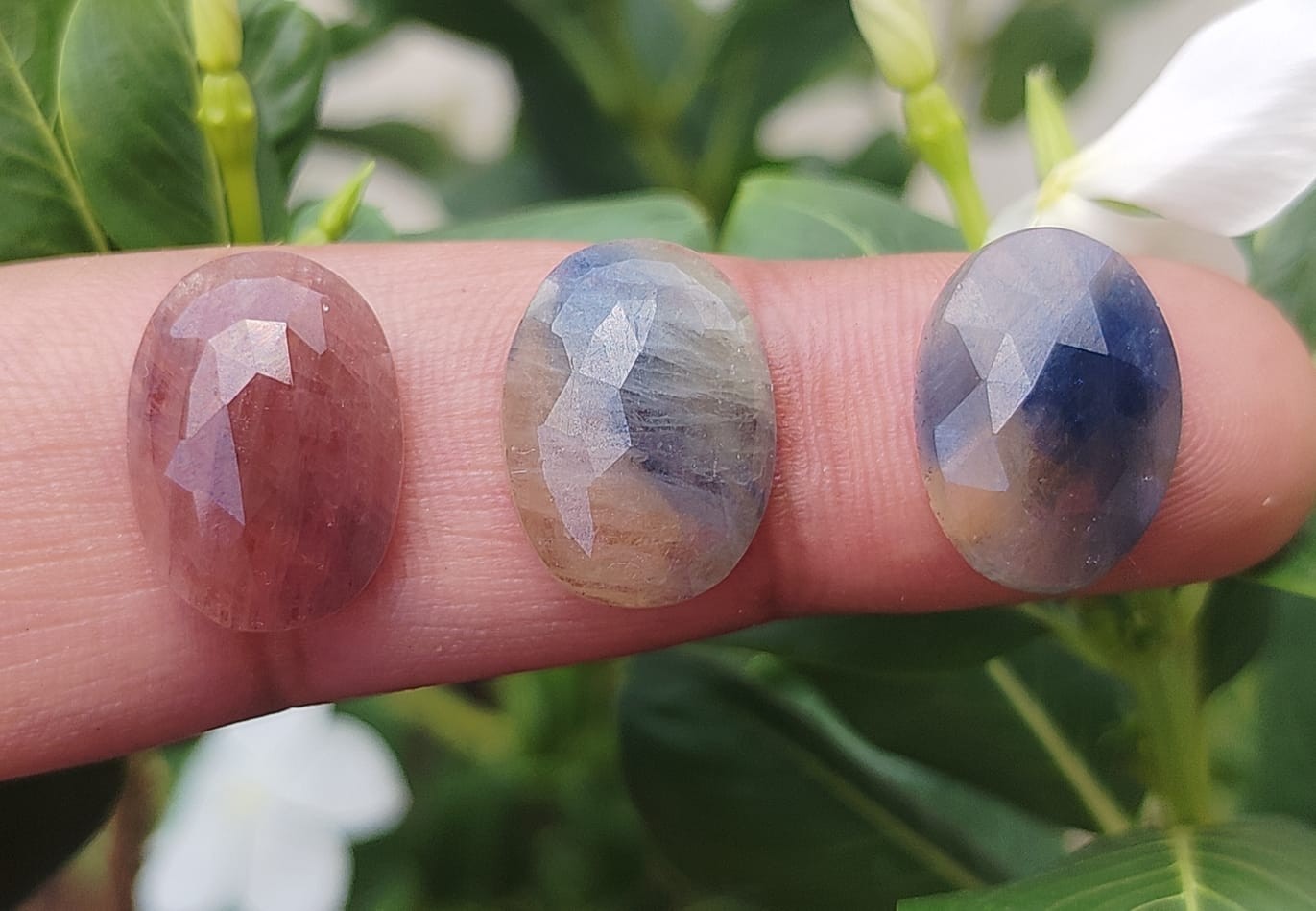 Natural Multi Sapphire Oval Faceted Cabochon,Polished Loose Gemstone For Jewelry