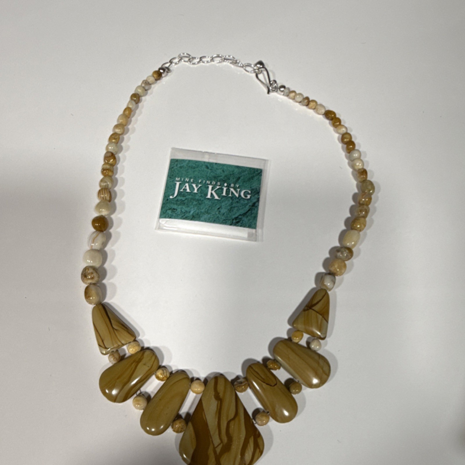 Mine Finds by Jay King Sterling Silver Beaded Stone Necklace Brown Beige