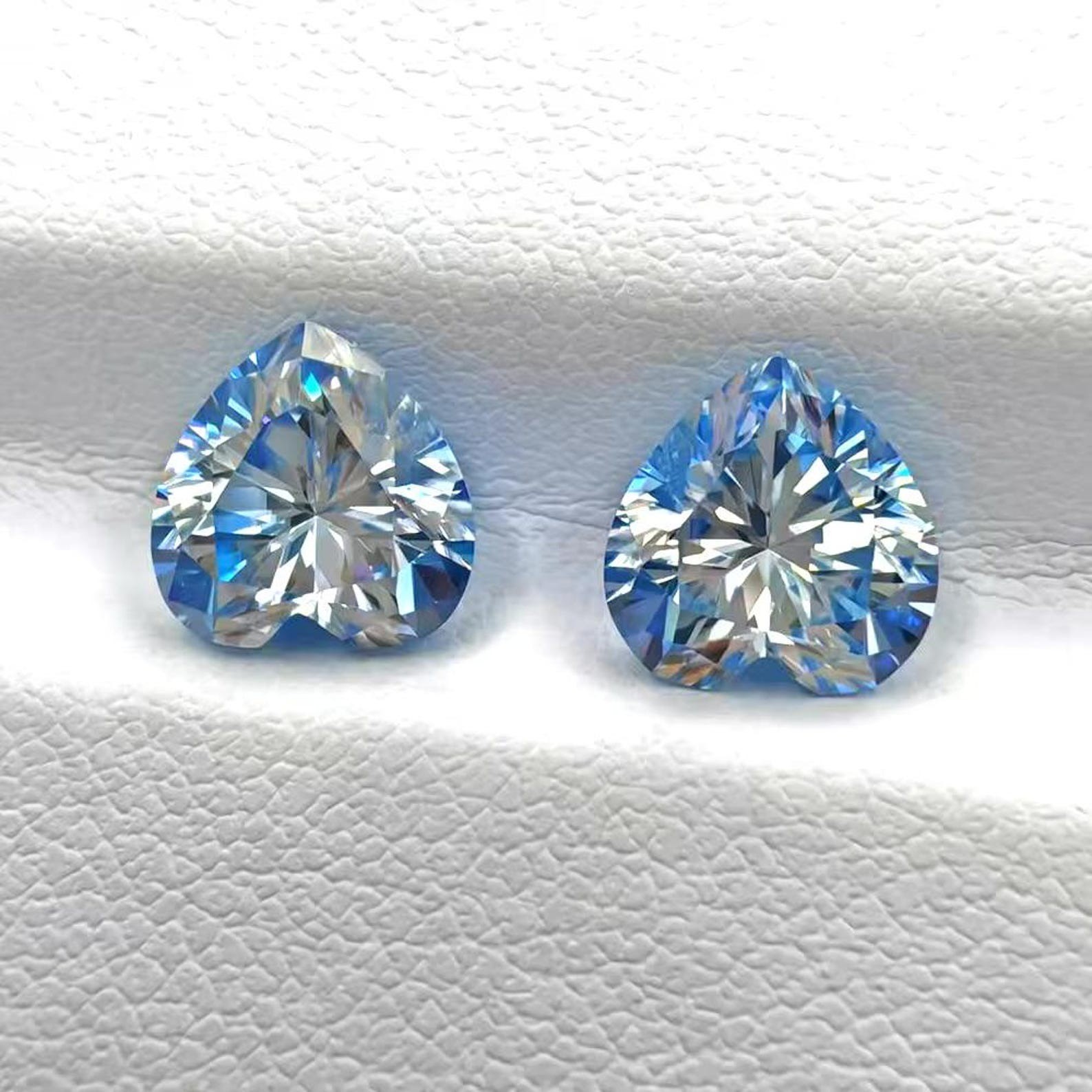 Natural Vivid Light Blue ‘D’ Color 3 Ct VVS1 Unheated Diamond Heart Cut Pair