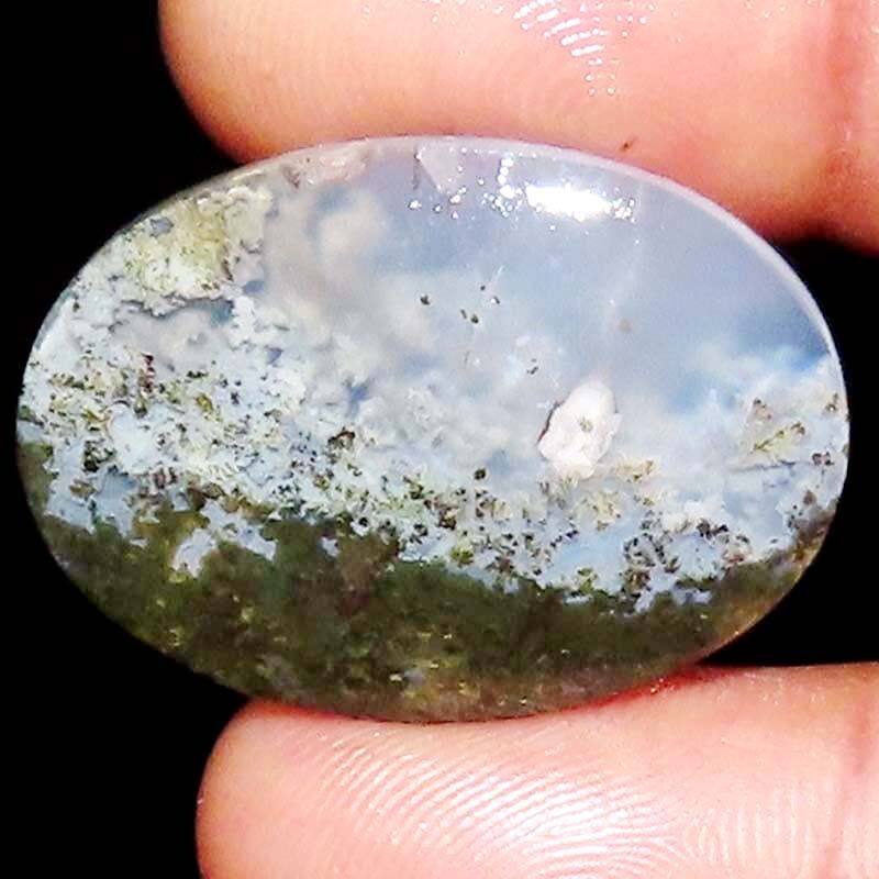 33.20 Cts 100% Natural Indonesian Moss Agate Stone Oval Cabochon 24x34x5mm BC-39